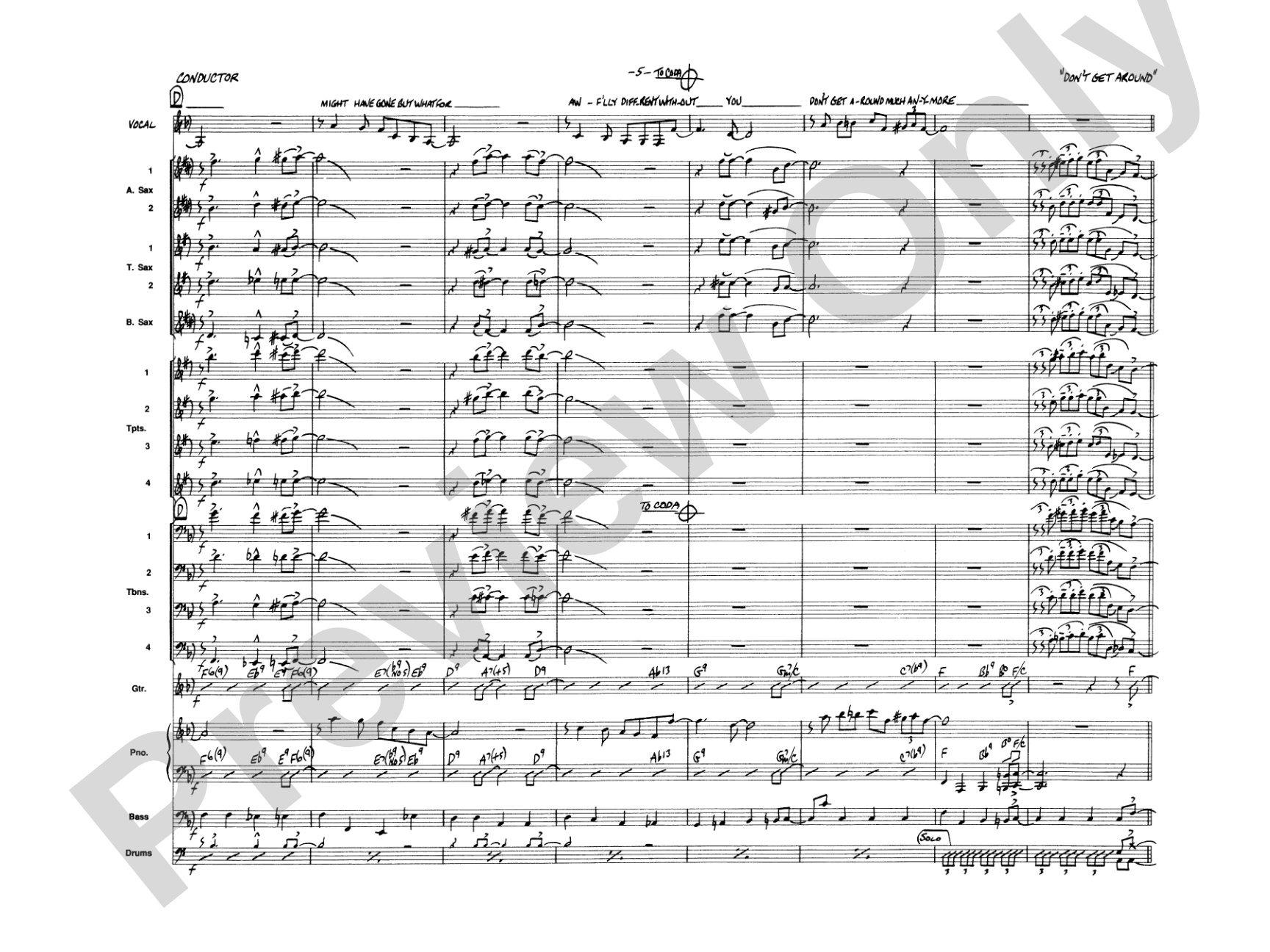 Don't Get Around Much Anymore: Vocal Solo with Jazz Ensemble Conductor Score & Parts