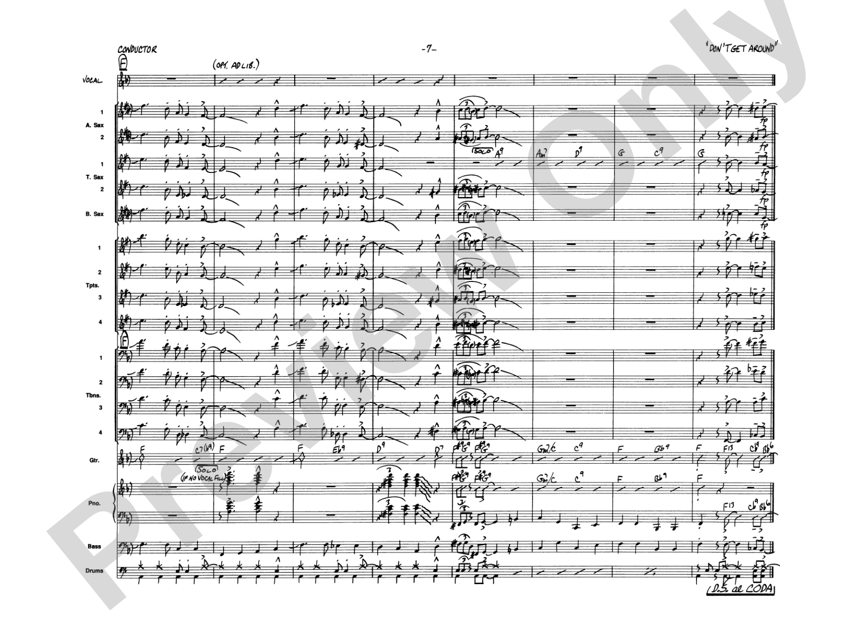 Don't Get Around Much Anymore: Vocal Solo with Jazz Ensemble Conductor Score & Parts