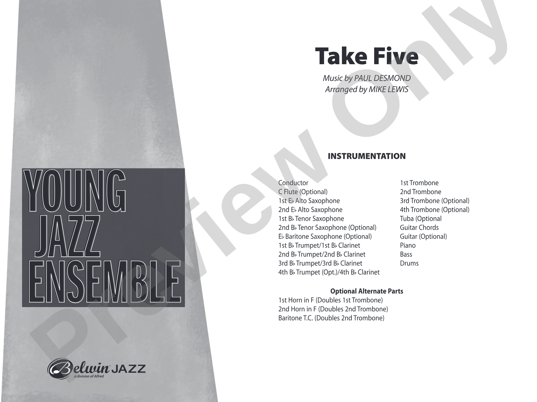 Take Five: Jazz Ensemble Conductor Score & Parts