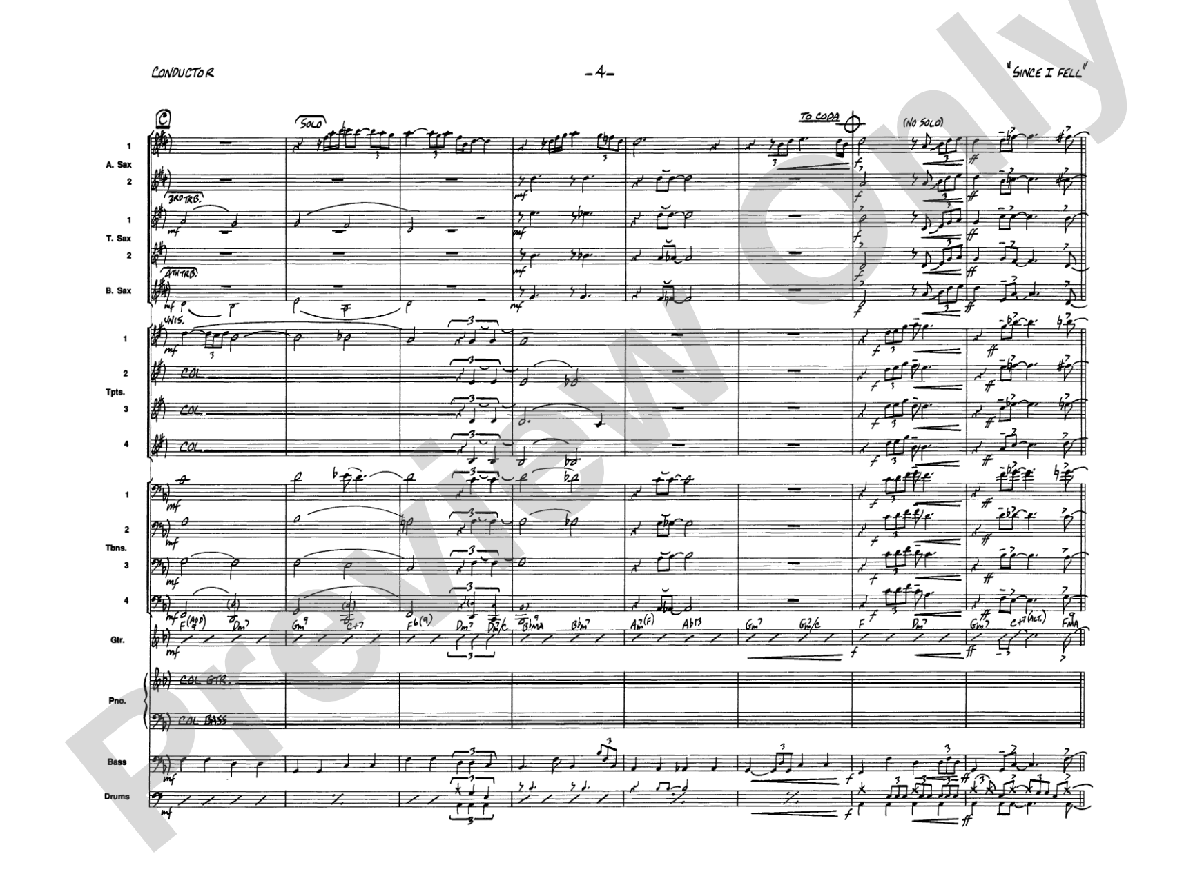 Since I Fell for You: Jazz Ensemble Conductor Score & Parts