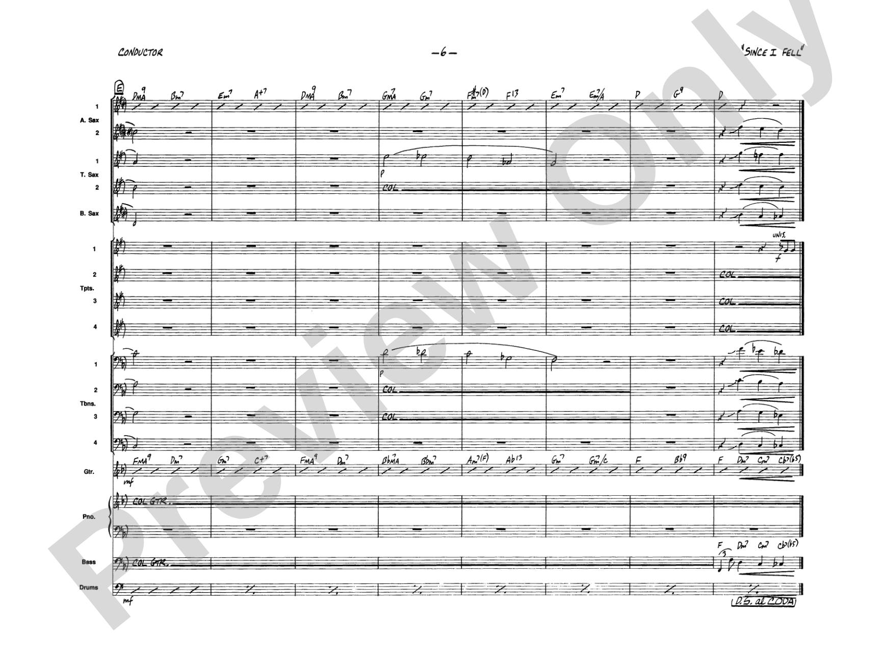 Since I Fell for You: Jazz Ensemble Conductor Score & Parts