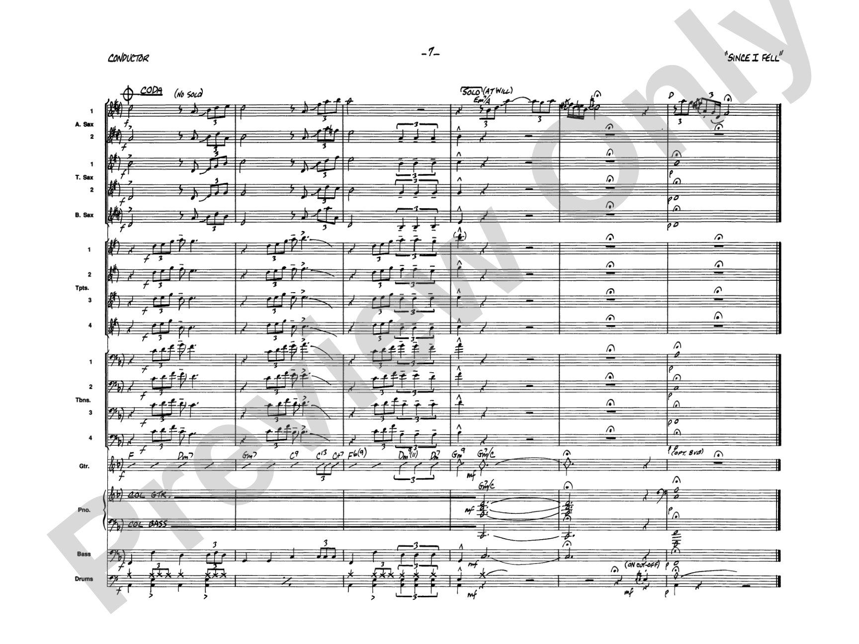 Since I Fell for You: Jazz Ensemble Conductor Score & Parts