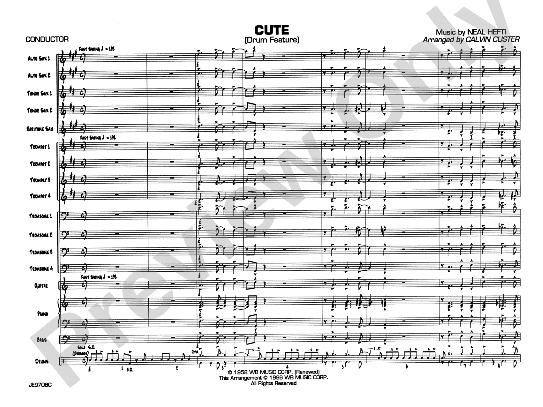 Cute: Jazz Ensemble Conductor Score & Parts