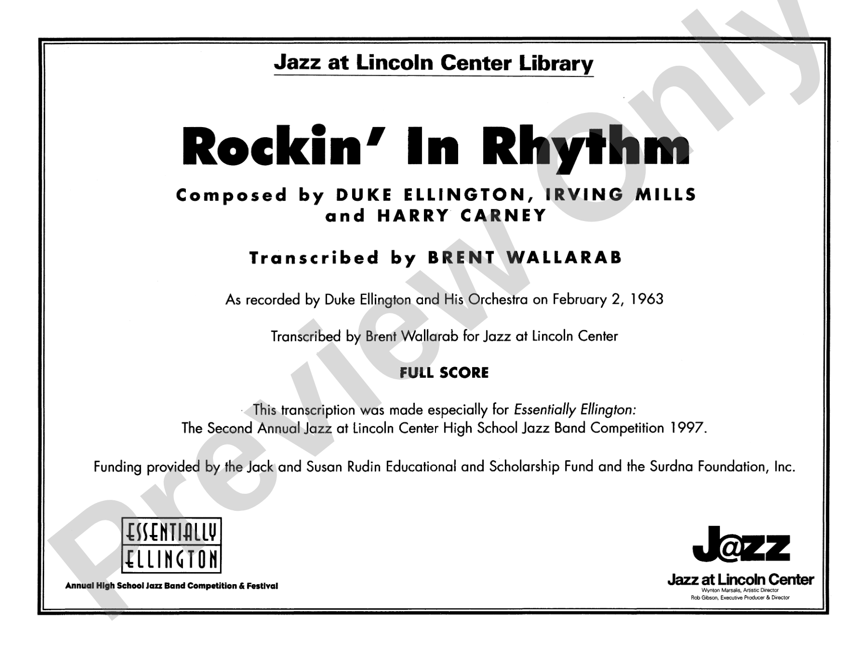 Rockin' in Rhythm: Jazz Ensemble Conductor Score & Parts