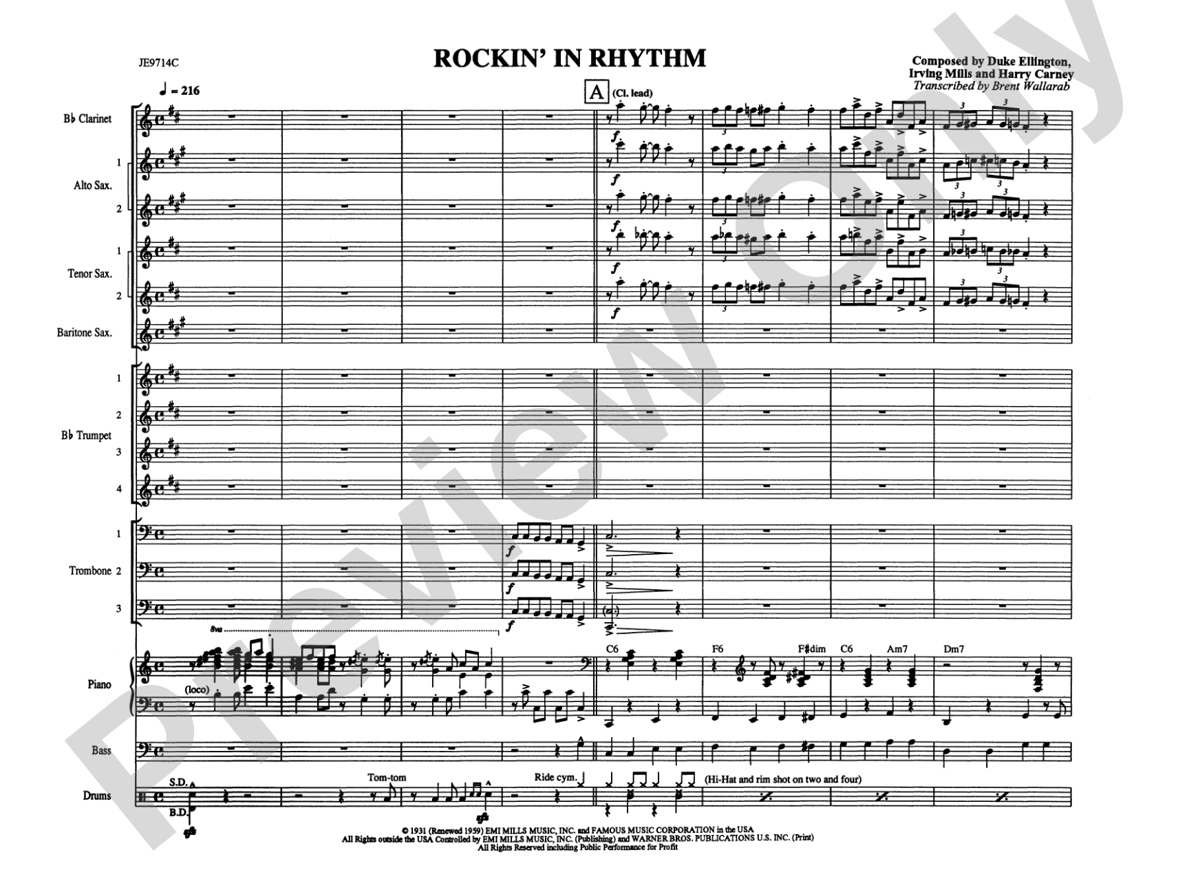 Rockin' in Rhythm: Jazz Ensemble Conductor Score & Parts