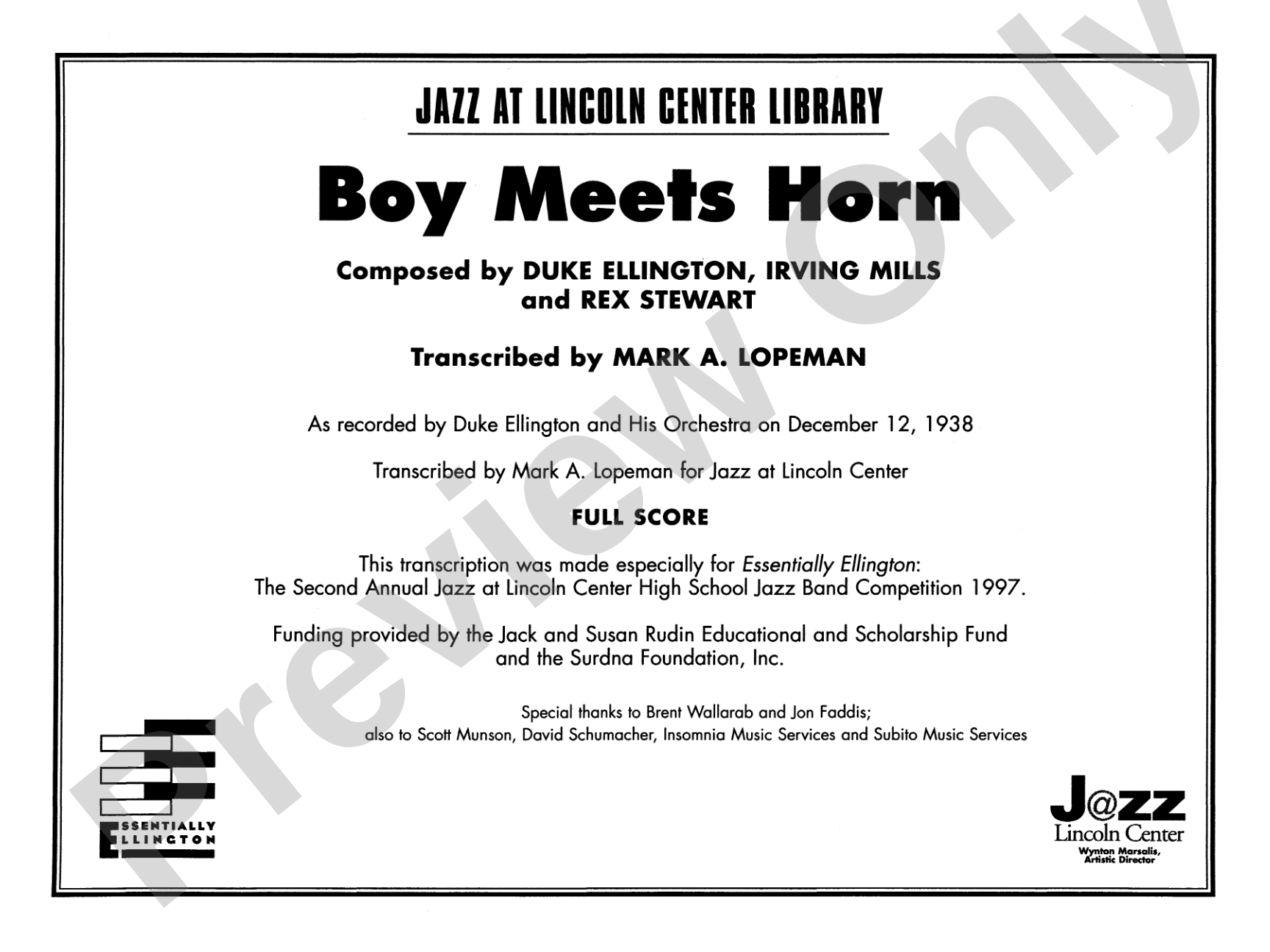 Boy Meets Horn: Jazz Ensemble Conductor Score & Parts