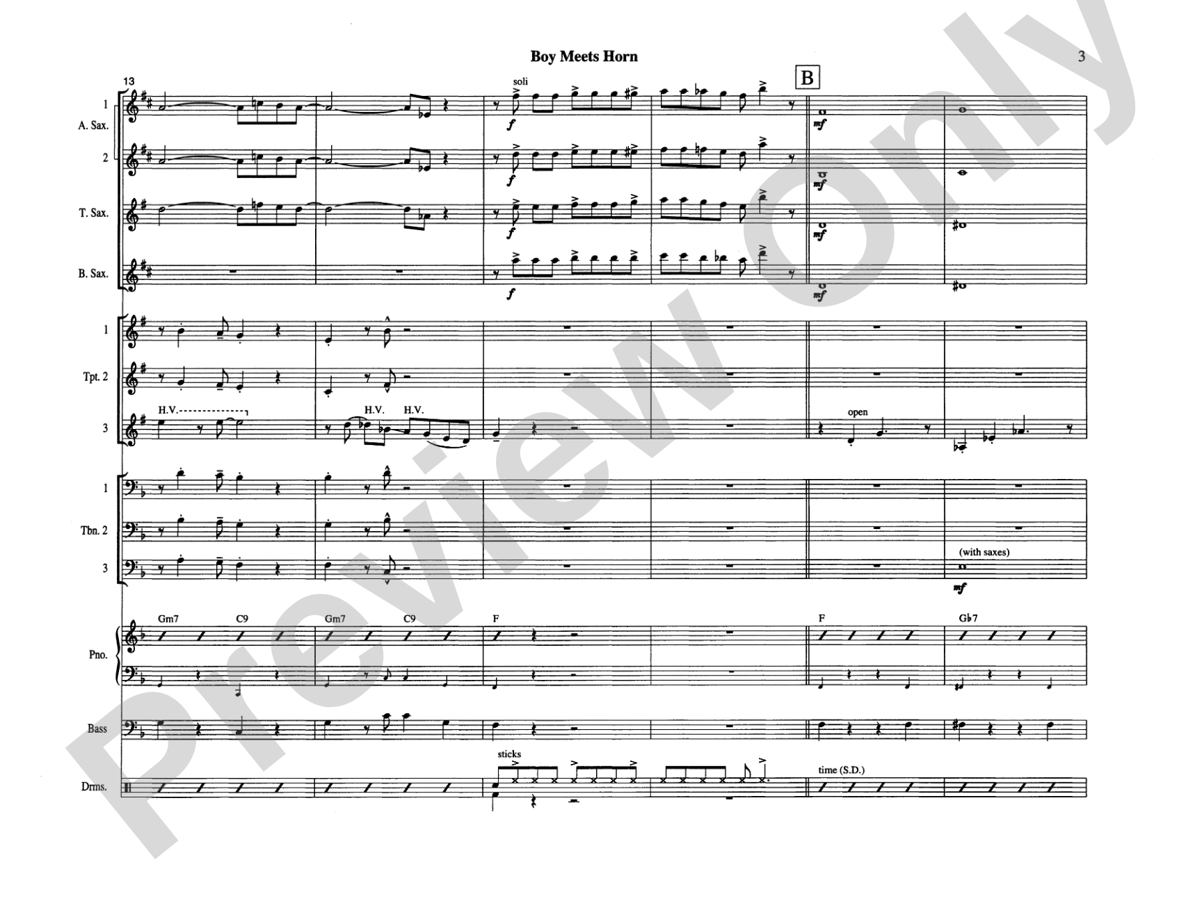 Boy Meets Horn: Jazz Ensemble Conductor Score & Parts