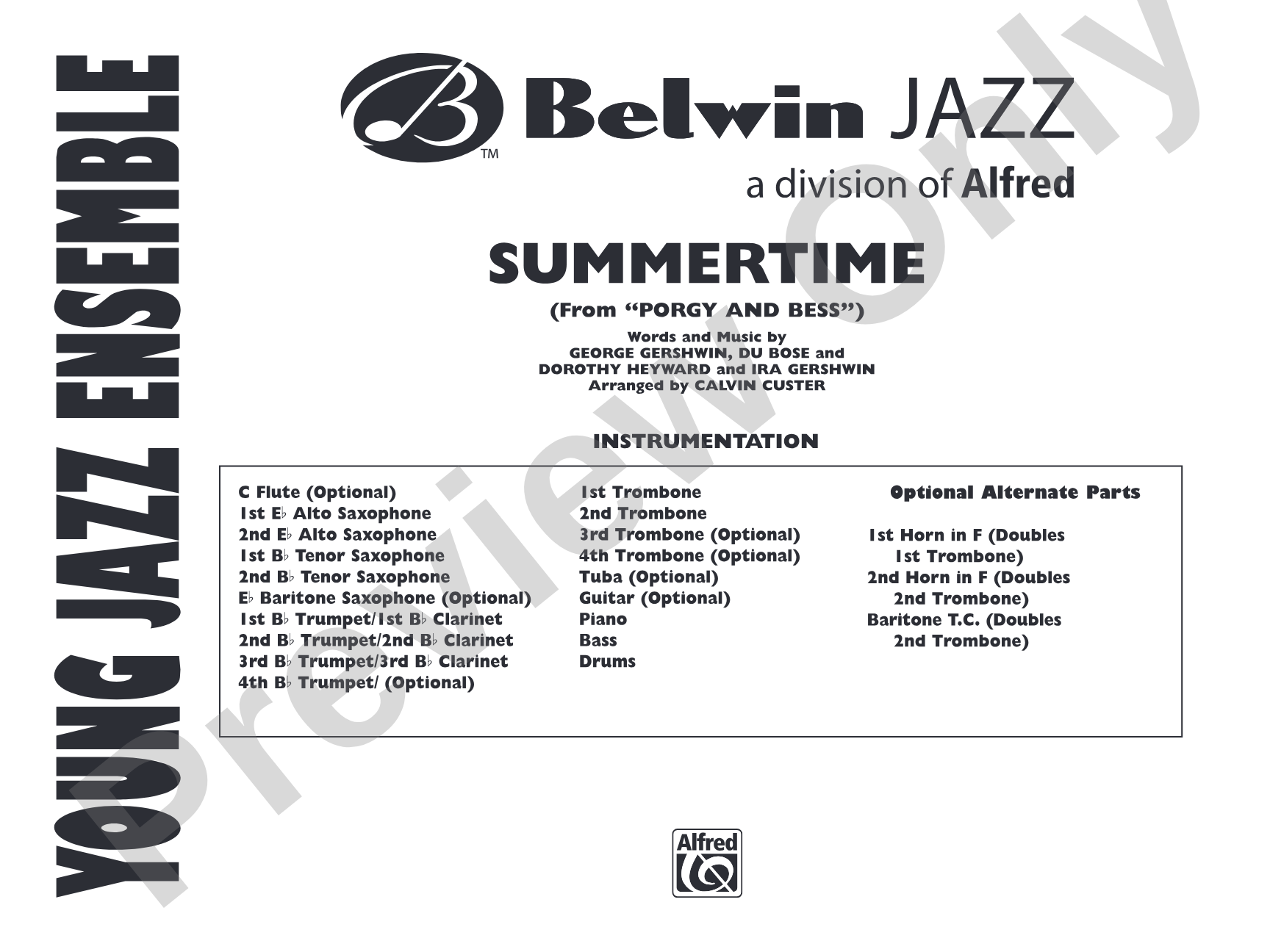 Summertime (from Porgy and Bess®): Jazz Ensemble Conductor Score & Parts