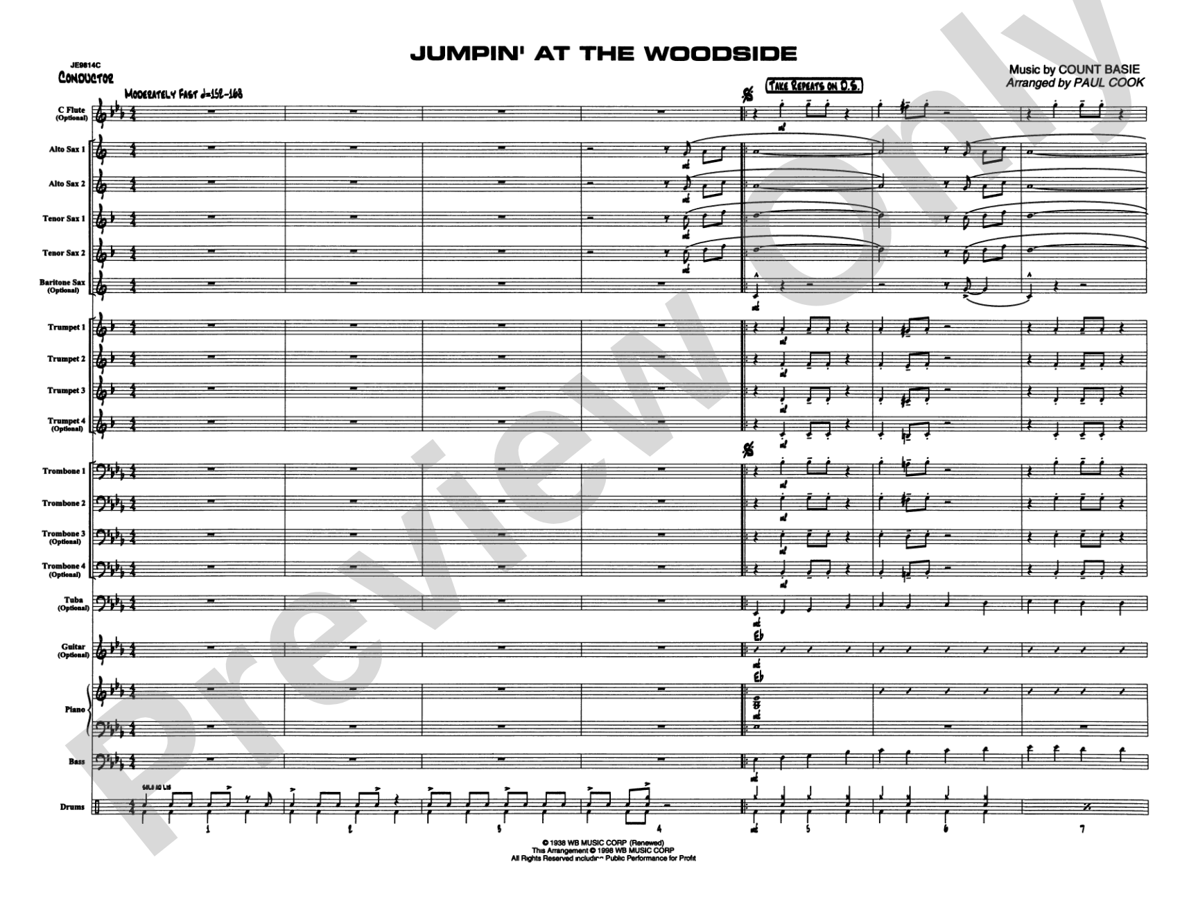 Jumpin' at the Woodside: Jazz Ensemble Conductor Score & Parts