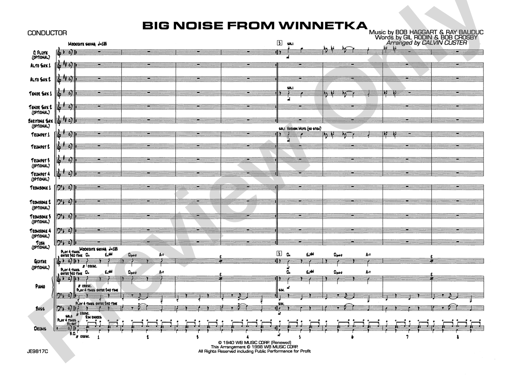 Big Noise from Winnetka: Jazz Ensemble Conductor Score & Parts
