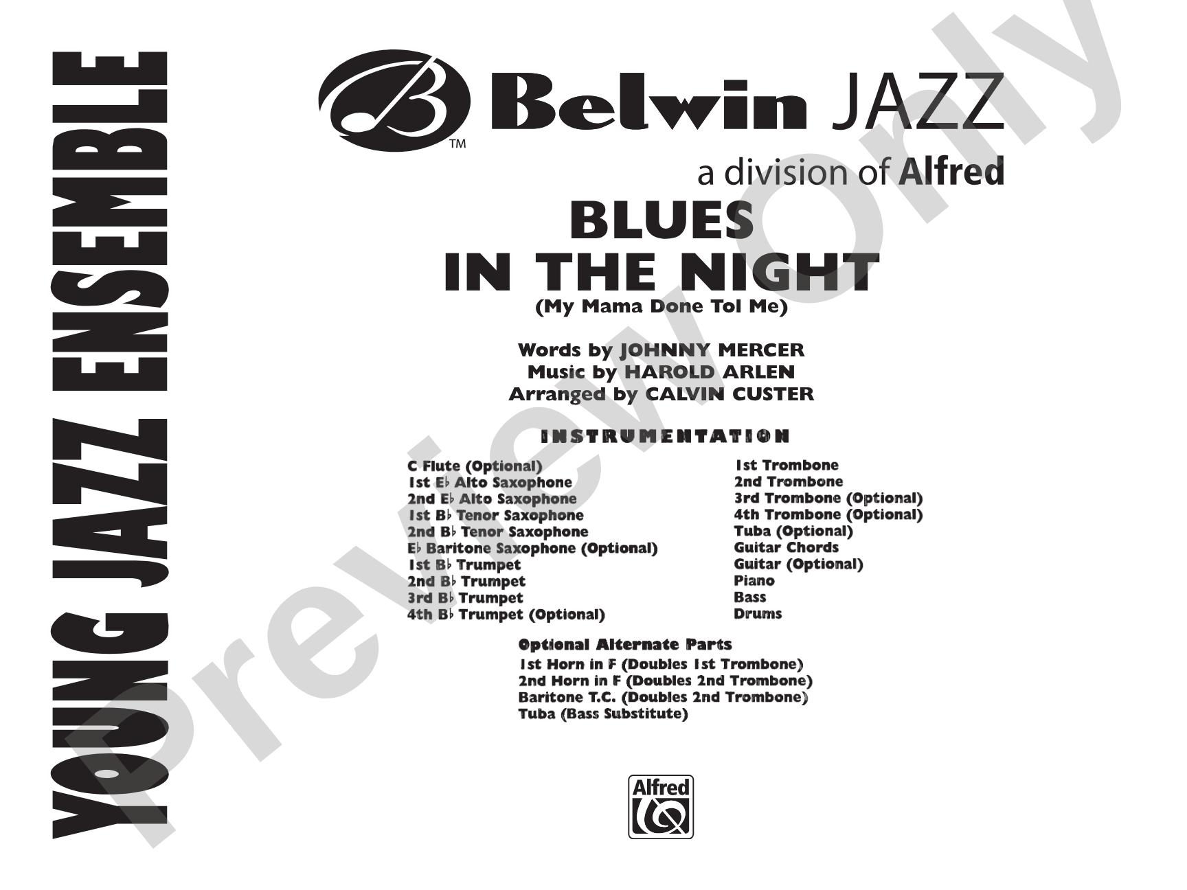 Blues in the Night: Jazz Ensemble Conductor Score & Parts