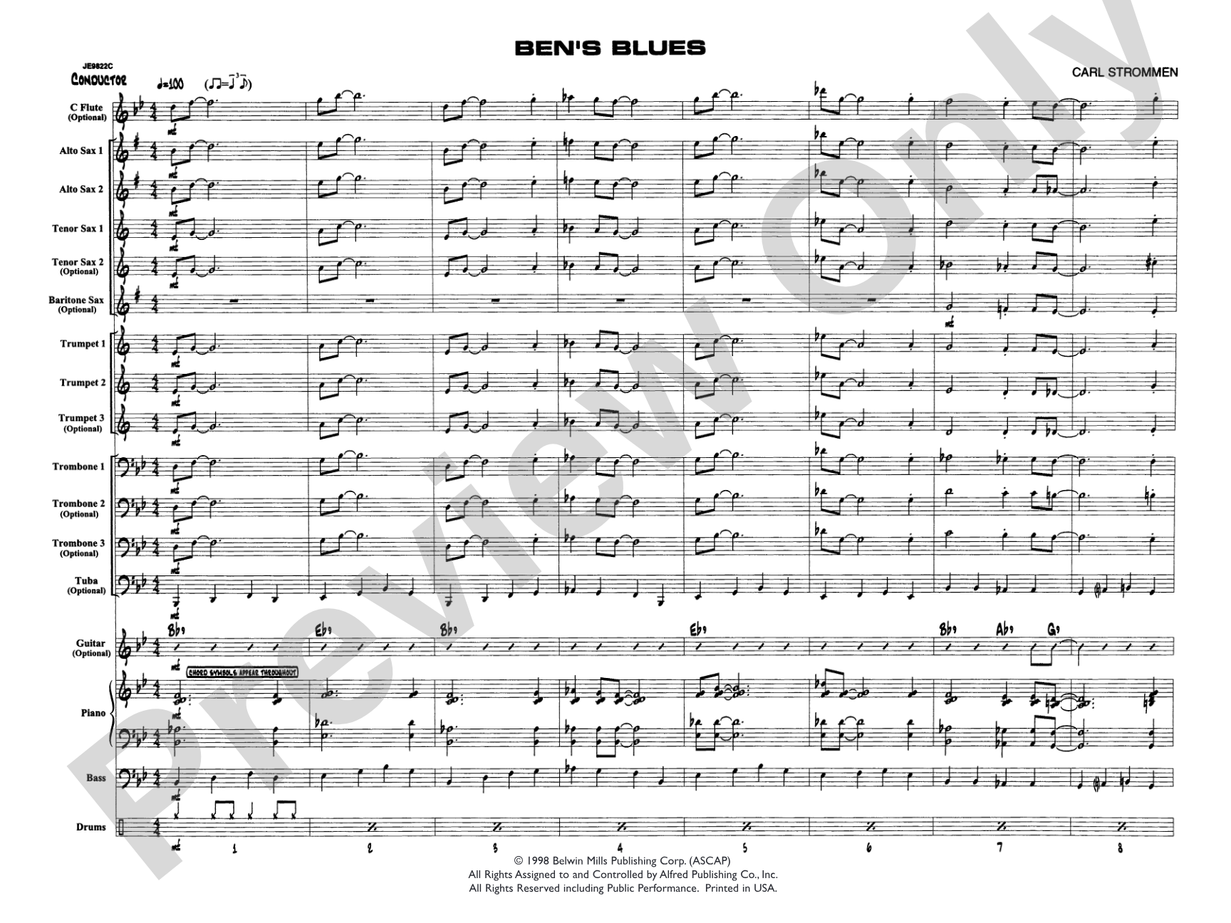 Ben's Blues: Jazz Ensemble Conductor Score & Parts