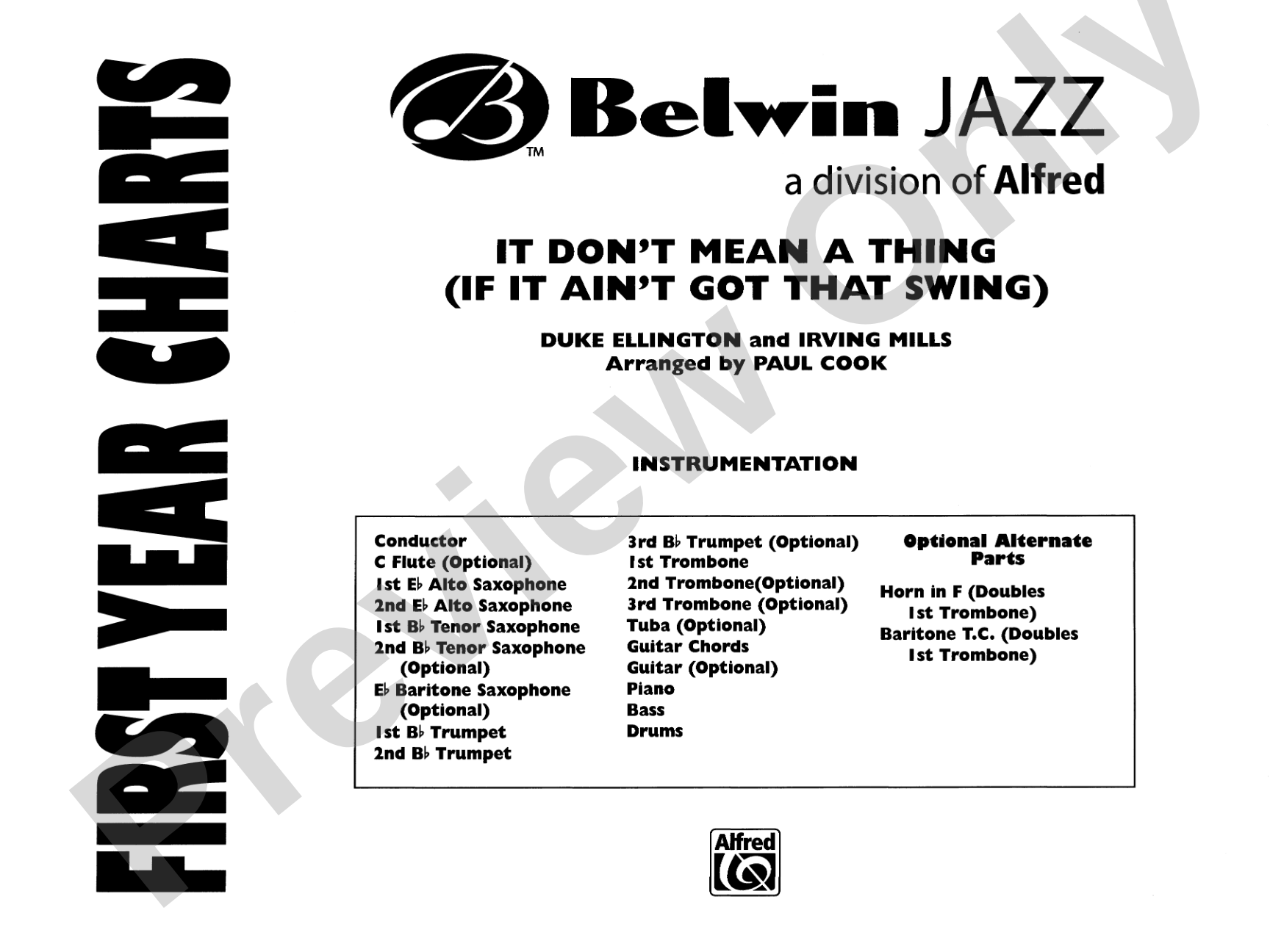 It Don't Mean a Thing (If It Ain't Got That Swing): Jazz Ensemble Conductor Score & Parts