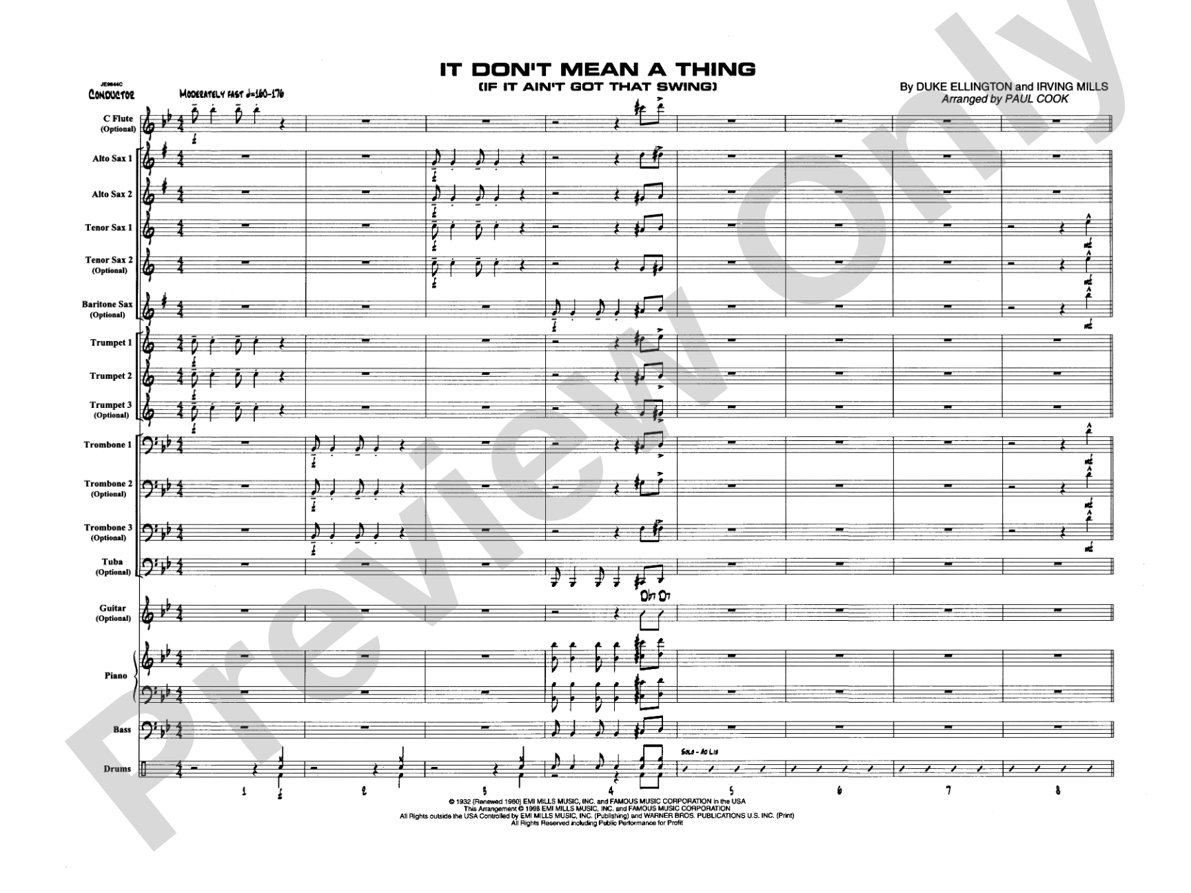 It Don't Mean a Thing (If It Ain't Got That Swing): Jazz Ensemble Conductor Score & Parts