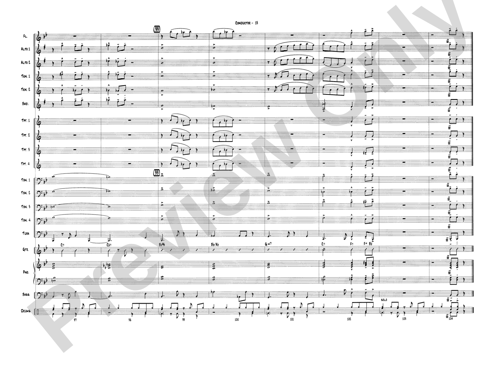 On Green Dolphin Street: Jazz Ensemble Conductor Score & Parts