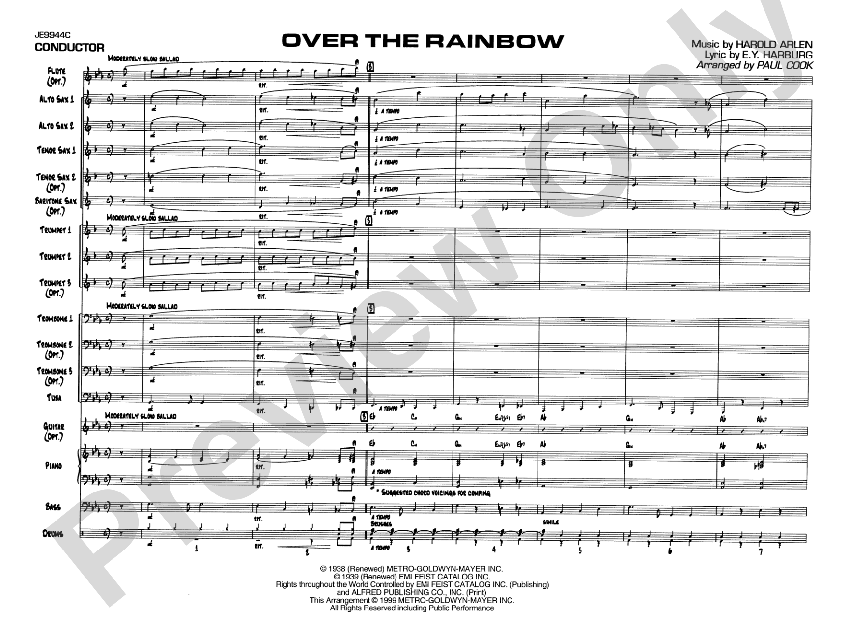 Over the Rainbow: Score