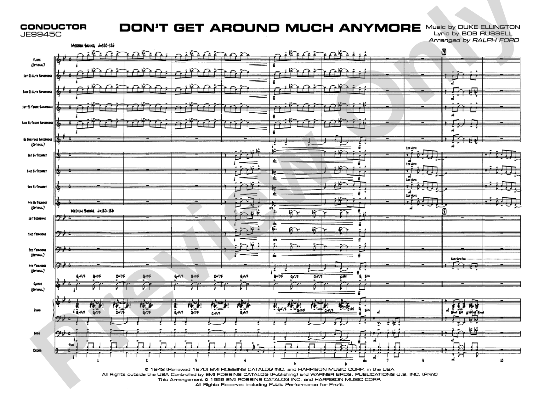 Don't Get Around Much Anymore: Score