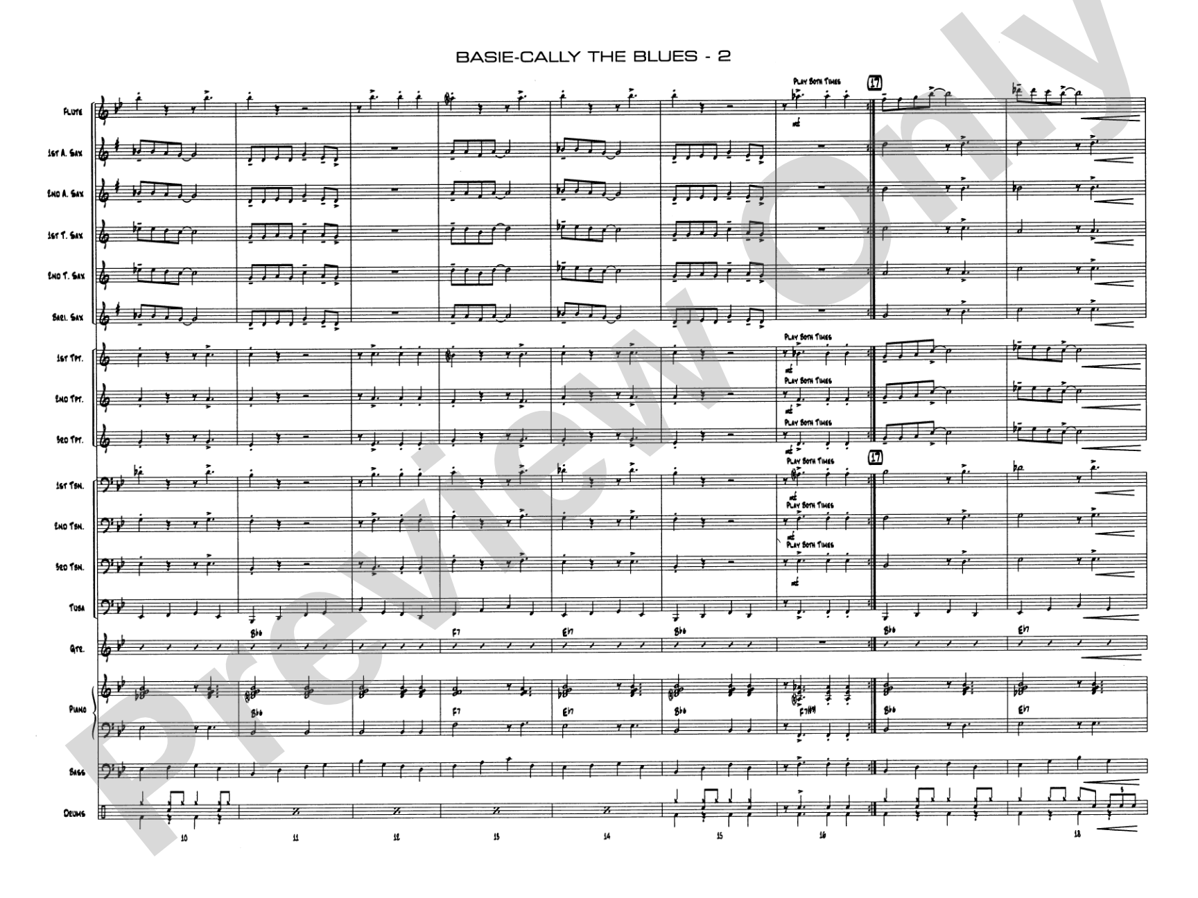 Basie-Cally the Blues: Jazz Ensemble Conductor Score & Parts