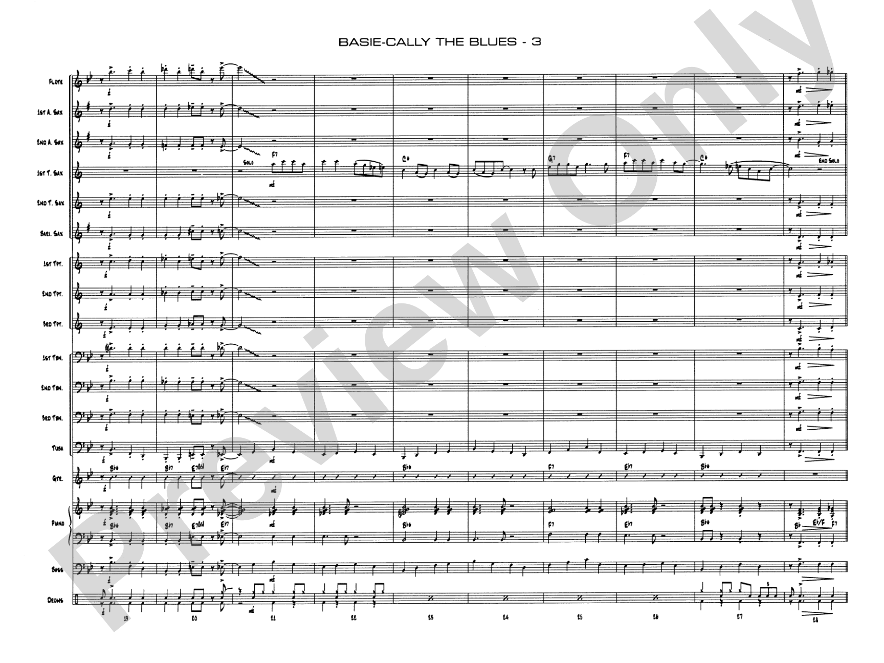 Basie-Cally the Blues: Jazz Ensemble Conductor Score & Parts