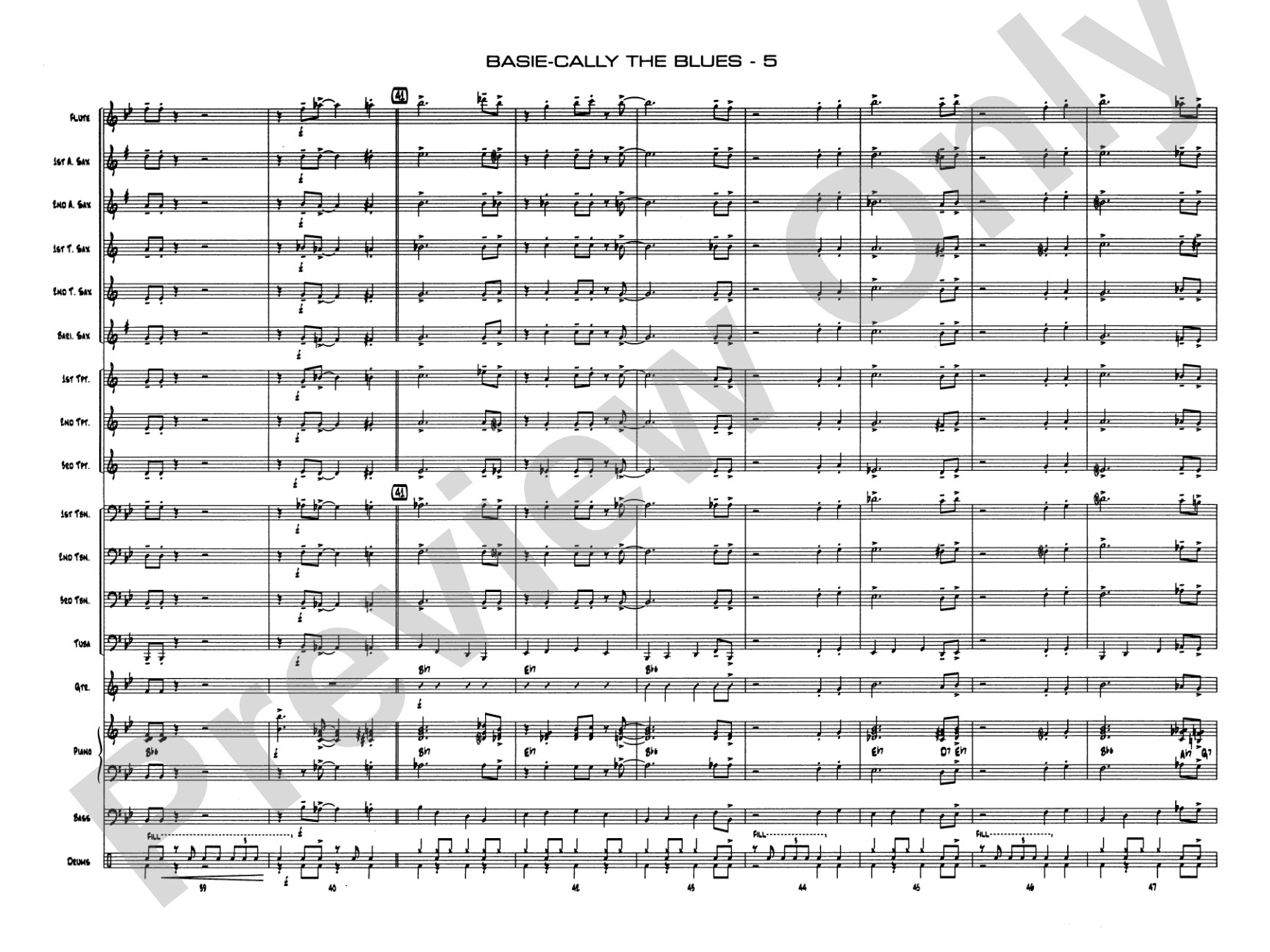 Basie-Cally the Blues: Jazz Ensemble Conductor Score & Parts