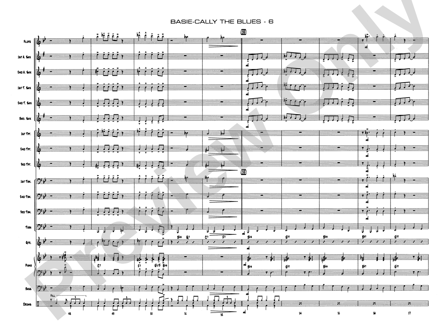 Basie-Cally the Blues: Jazz Ensemble Conductor Score & Parts