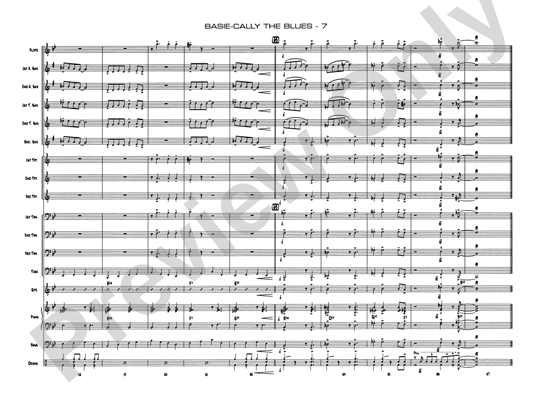 Basie-Cally the Blues: Jazz Ensemble Conductor Score & Parts
