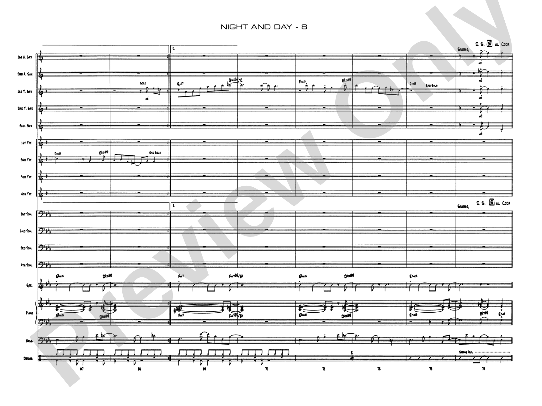 Night and Day: Jazz Ensemble Conductor Score & Parts
