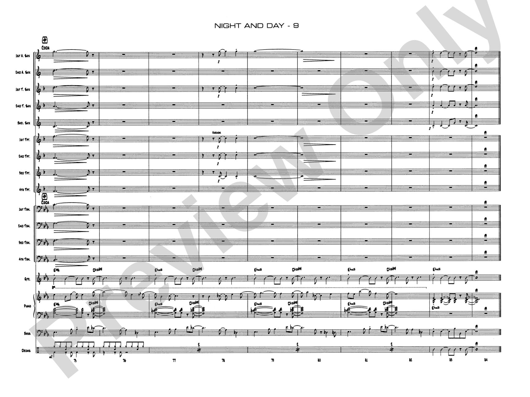 Night and Day: Jazz Ensemble Conductor Score & Parts