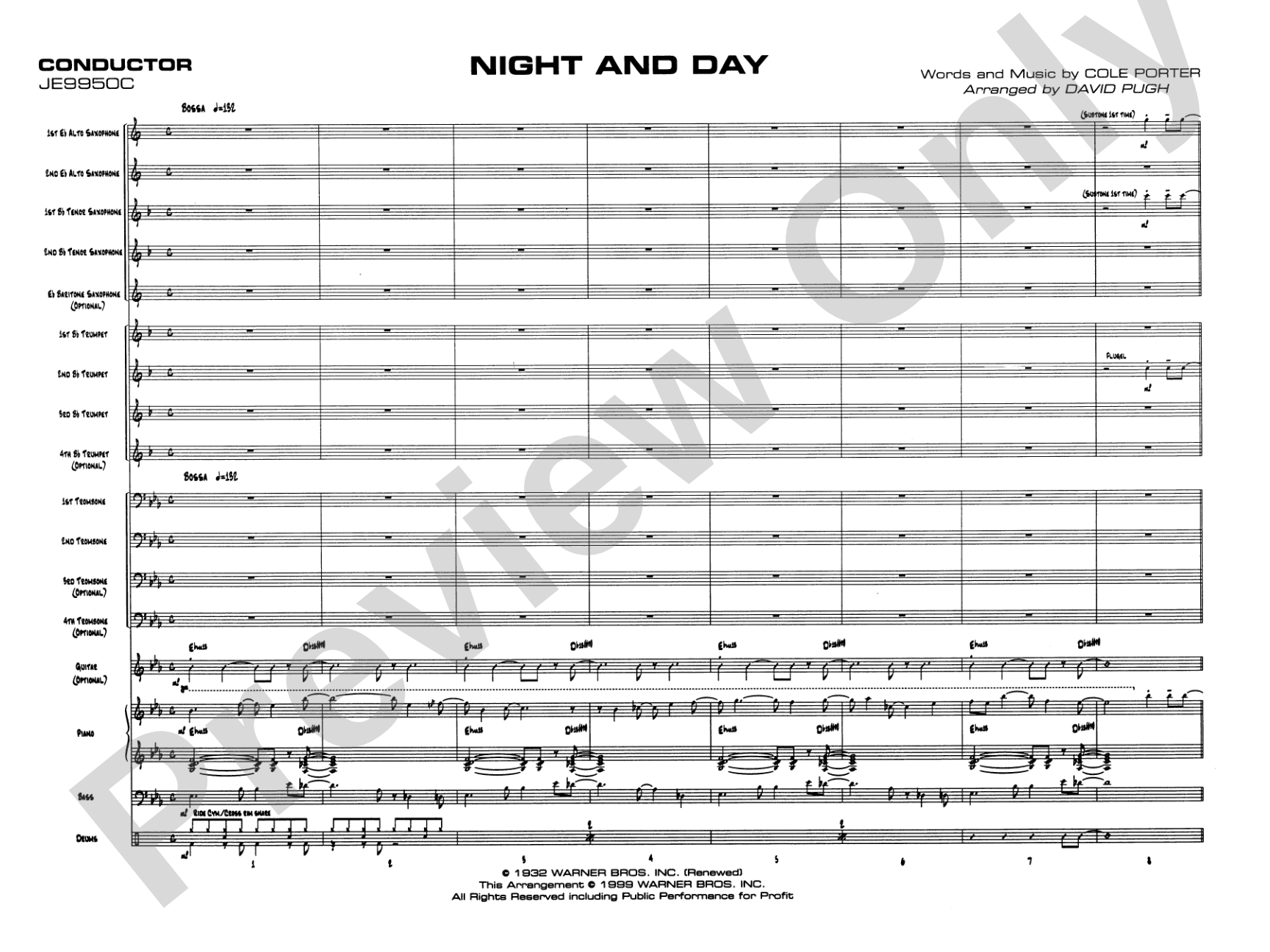 Night and Day: Jazz Ensemble Conductor Score & Parts