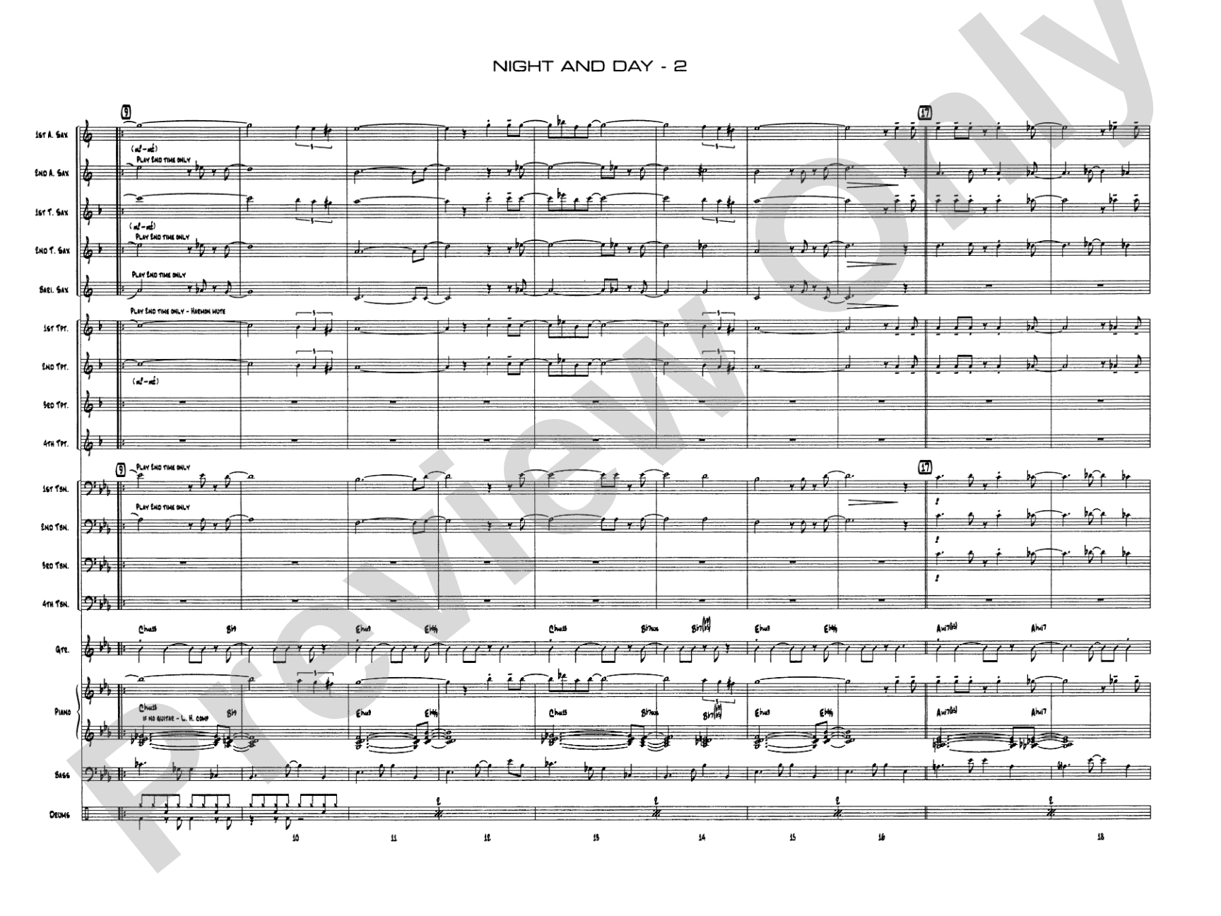 Night and Day: Jazz Ensemble Conductor Score & Parts