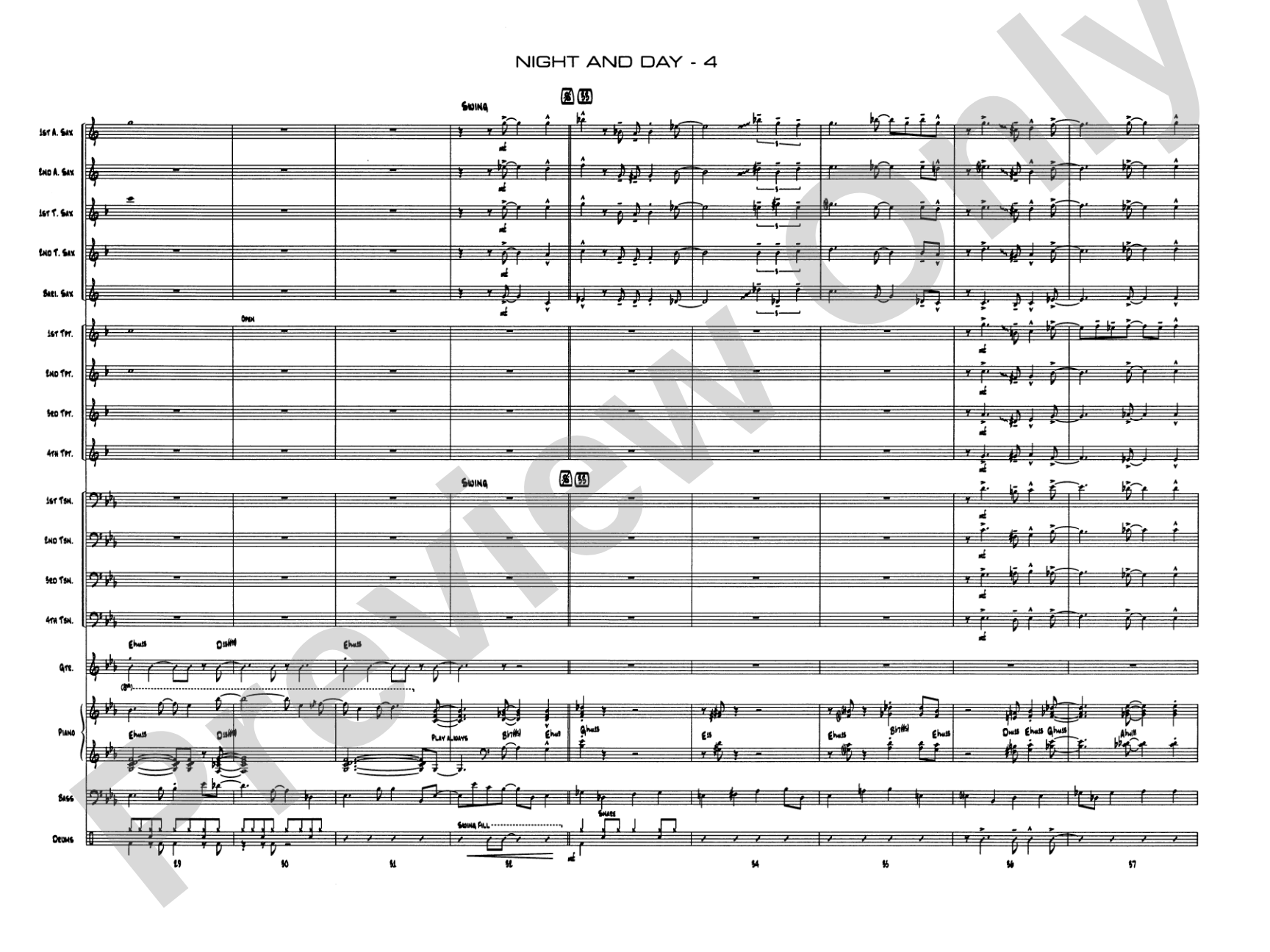 Night and Day: Jazz Ensemble Conductor Score & Parts