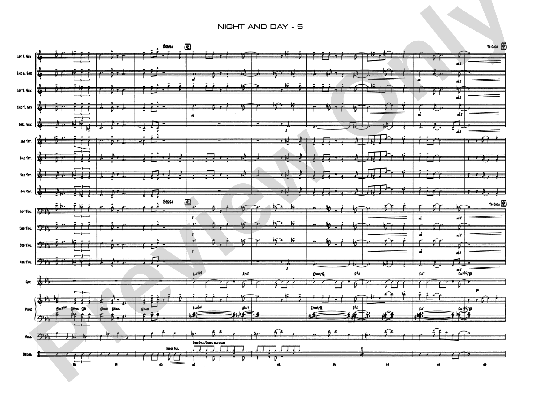 Night and Day: Jazz Ensemble Conductor Score & Parts