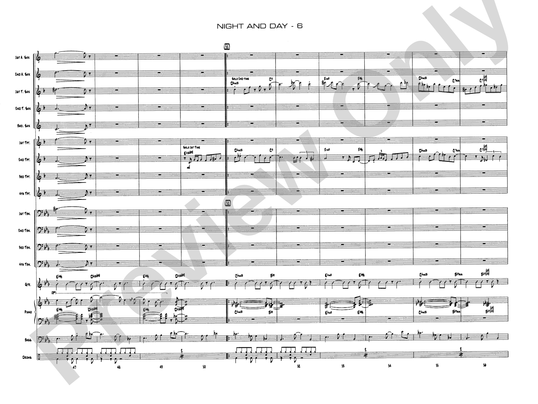 Night and Day: Jazz Ensemble Conductor Score & Parts