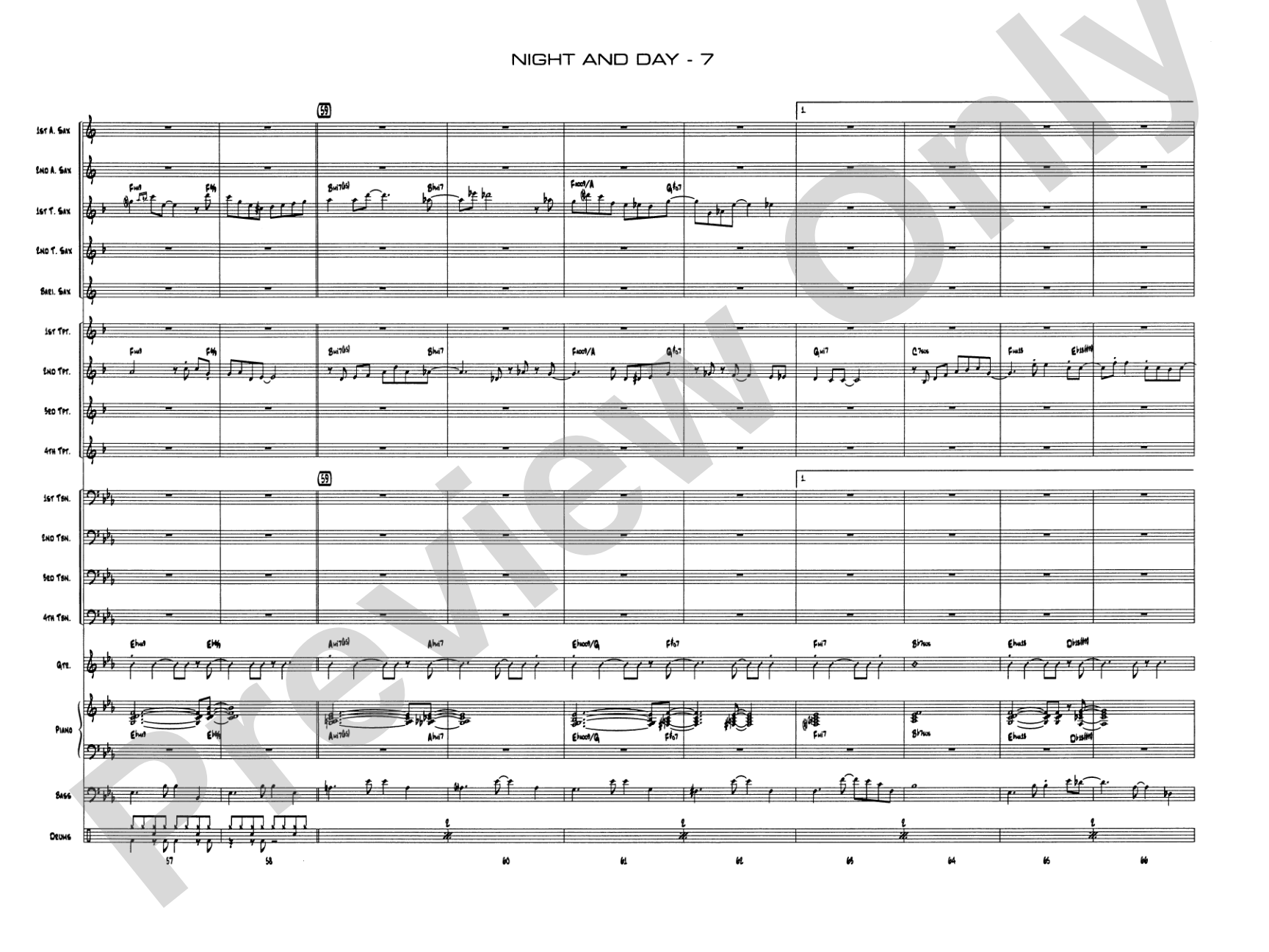 Night and Day: Jazz Ensemble Conductor Score & Parts