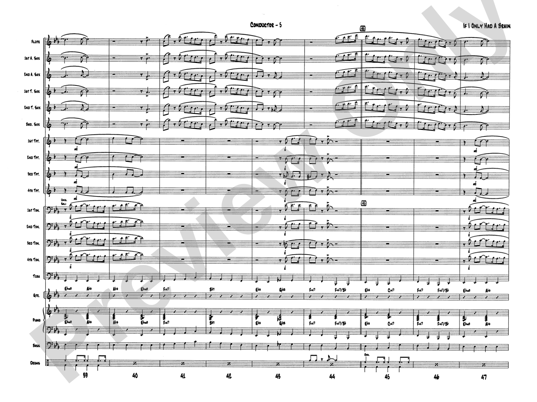 If I Only Had a Brain: Jazz Ensemble Conductor Score & Parts