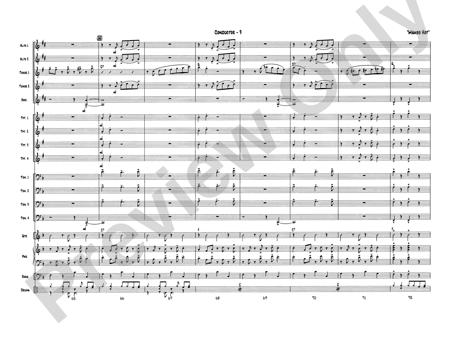 Mambo Hot: Jazz Ensemble Conductor Score & Parts