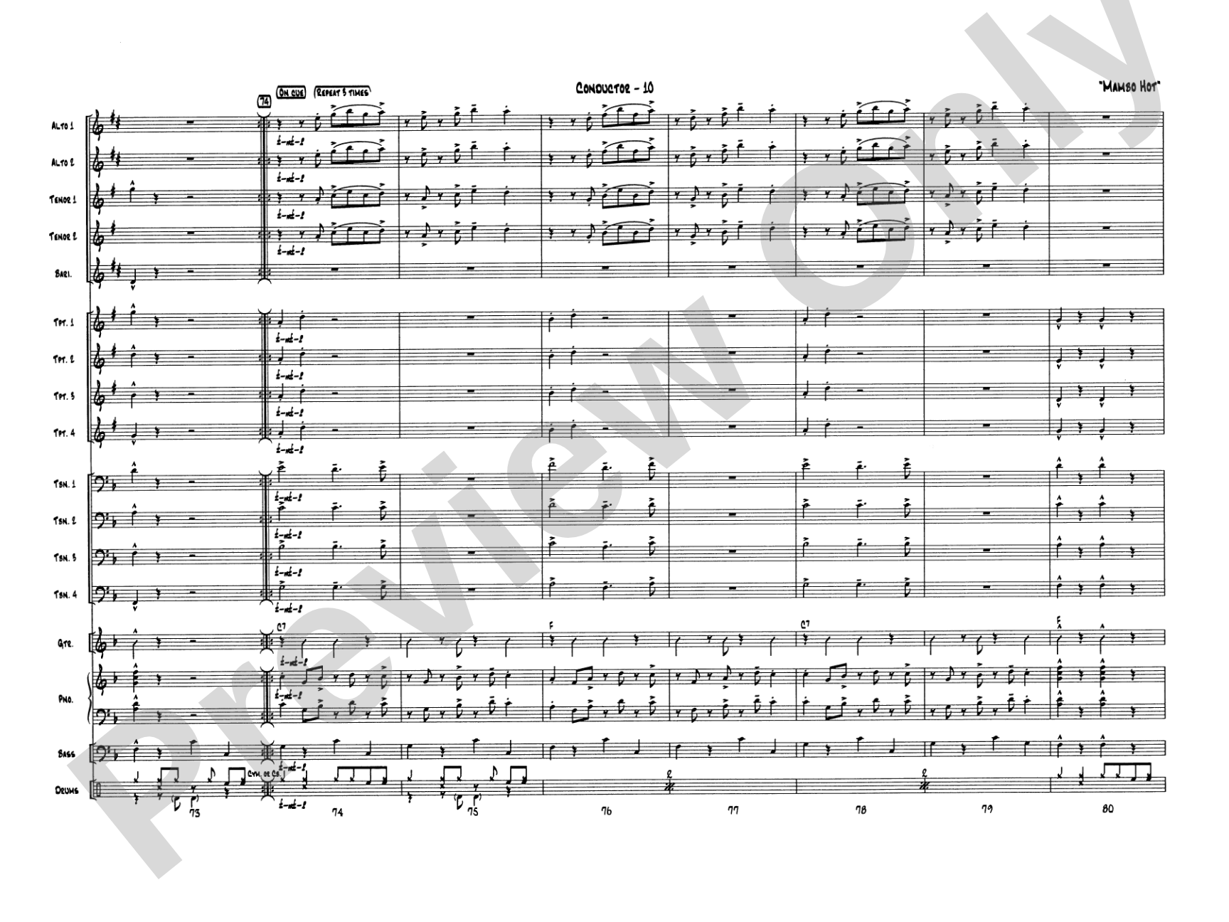 Mambo Hot: Jazz Ensemble Conductor Score & Parts