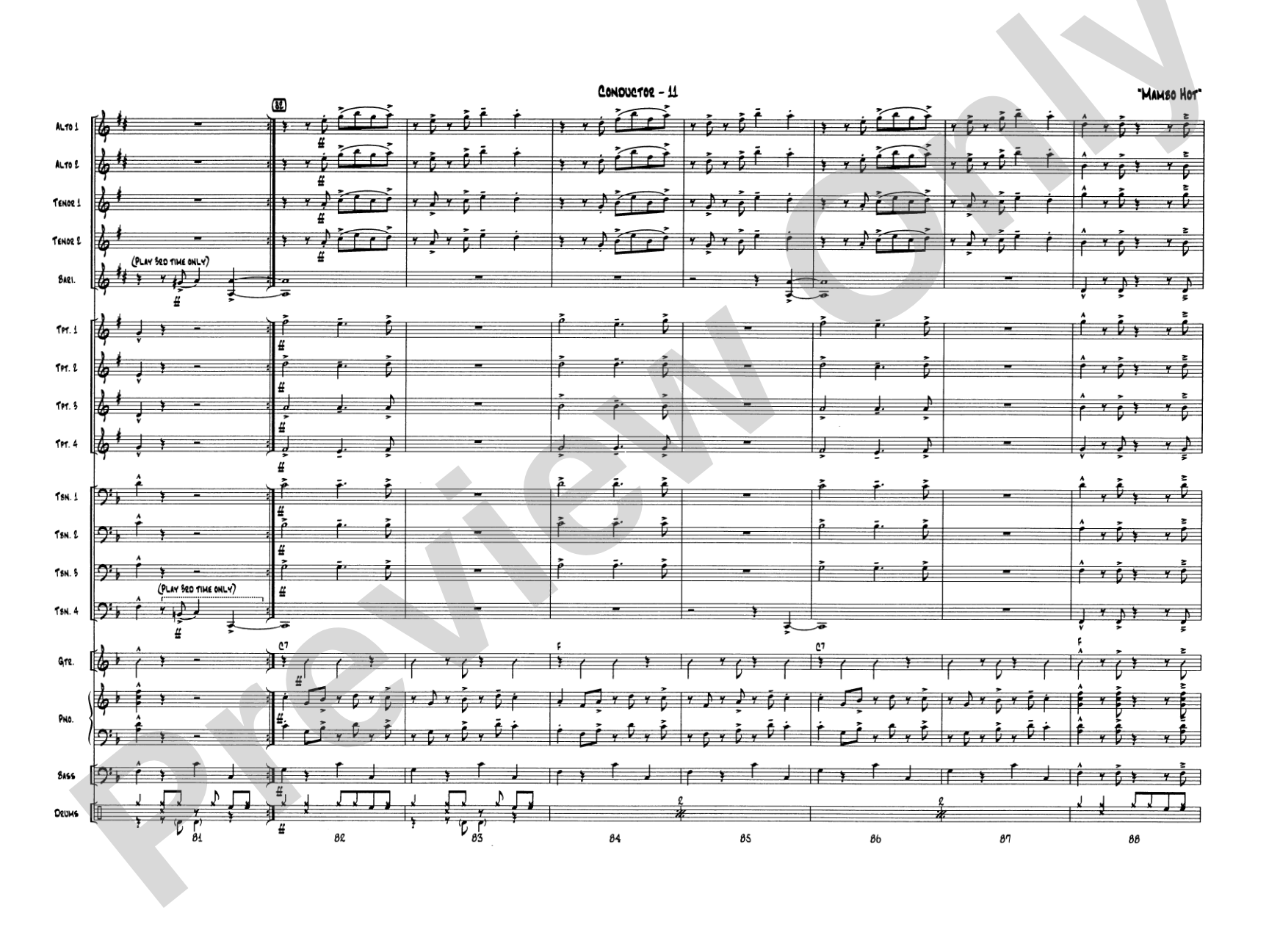 Mambo Hot: Jazz Ensemble Conductor Score & Parts
