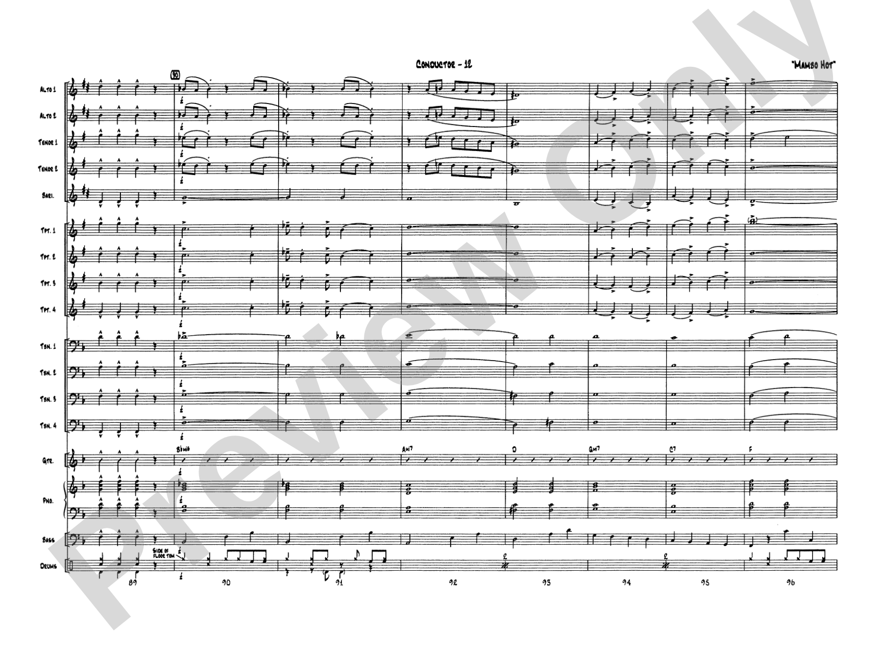Mambo Hot: Jazz Ensemble Conductor Score & Parts