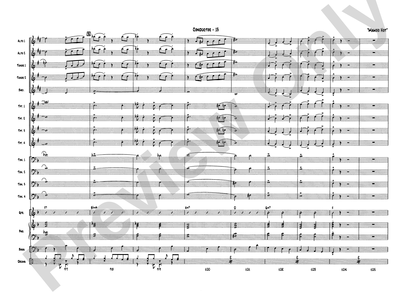 Mambo Hot: Jazz Ensemble Conductor Score & Parts