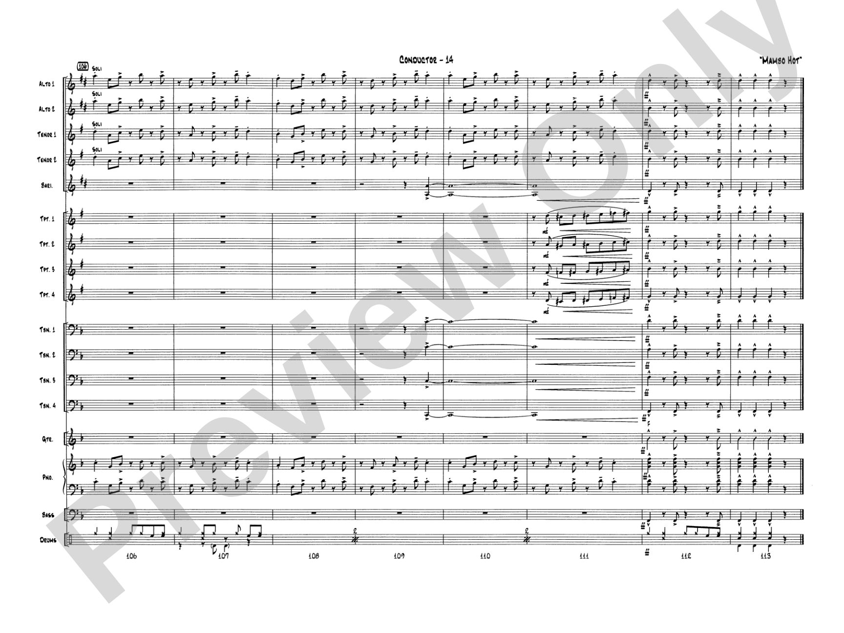 Mambo Hot: Jazz Ensemble Conductor Score & Parts