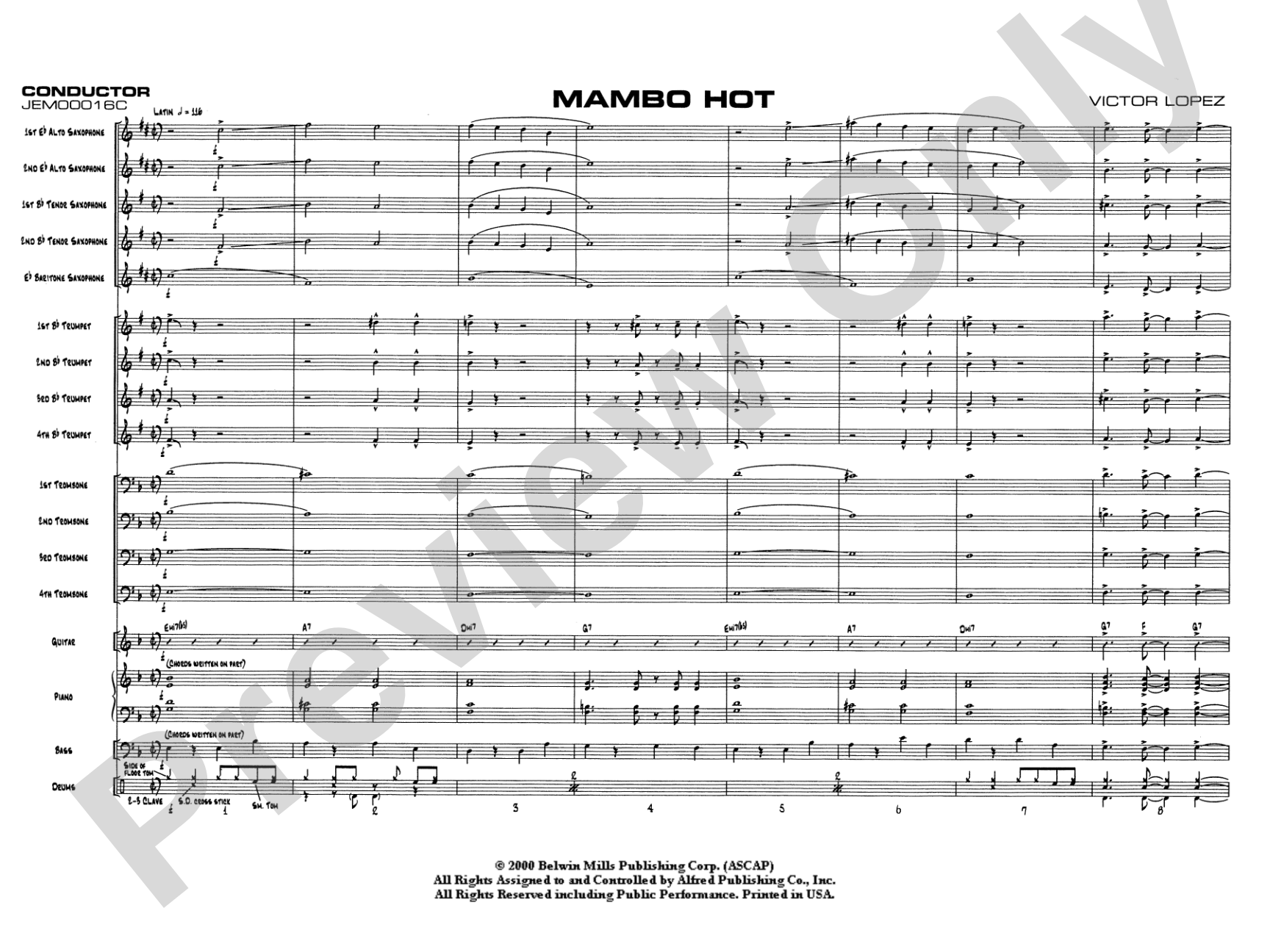 Mambo Hot: Jazz Ensemble Conductor Score & Parts