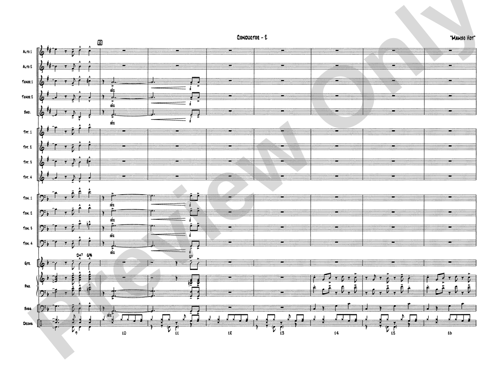 Mambo Hot: Jazz Ensemble Conductor Score & Parts