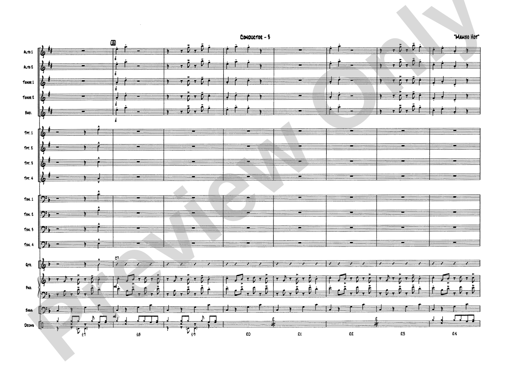Mambo Hot: Jazz Ensemble Conductor Score & Parts