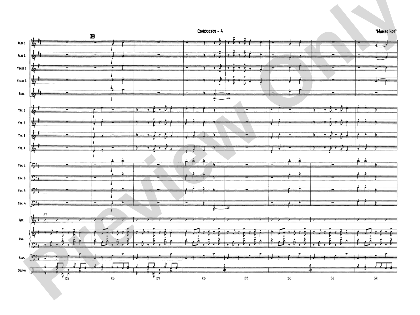 Mambo Hot: Jazz Ensemble Conductor Score & Parts