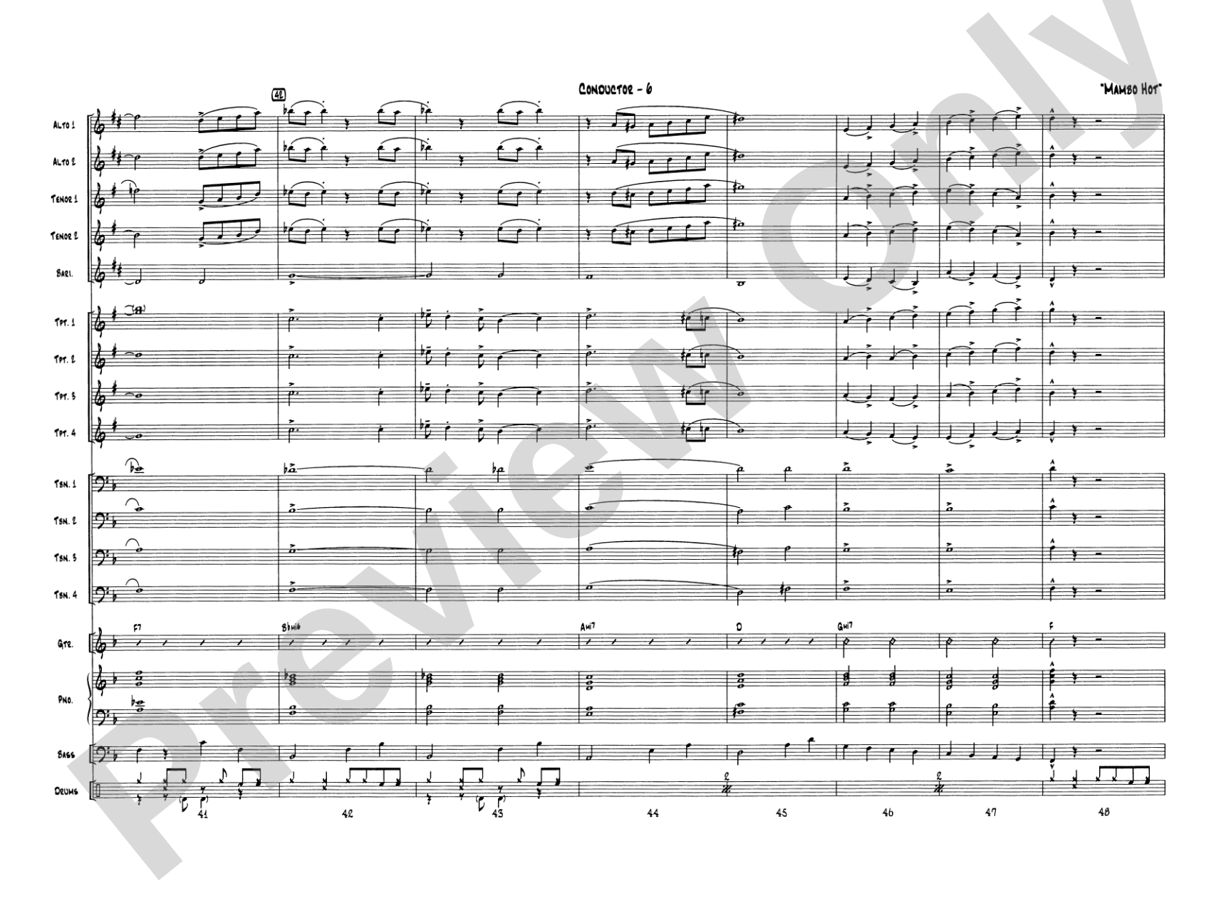 Mambo Hot: Jazz Ensemble Conductor Score & Parts