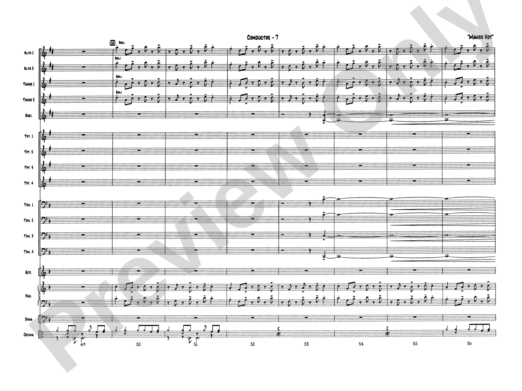 Mambo Hot: Jazz Ensemble Conductor Score & Parts