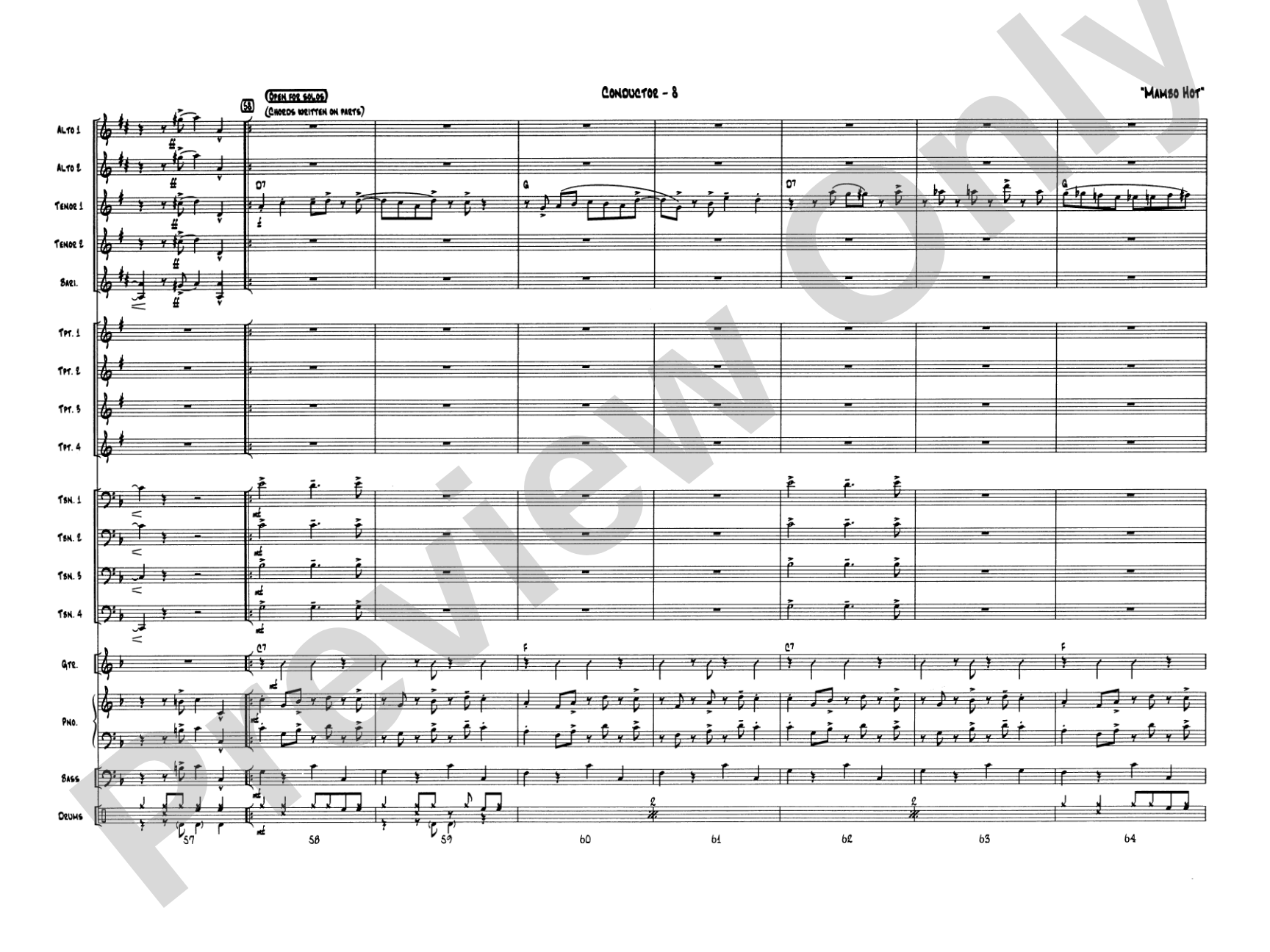 Mambo Hot: Jazz Ensemble Conductor Score & Parts