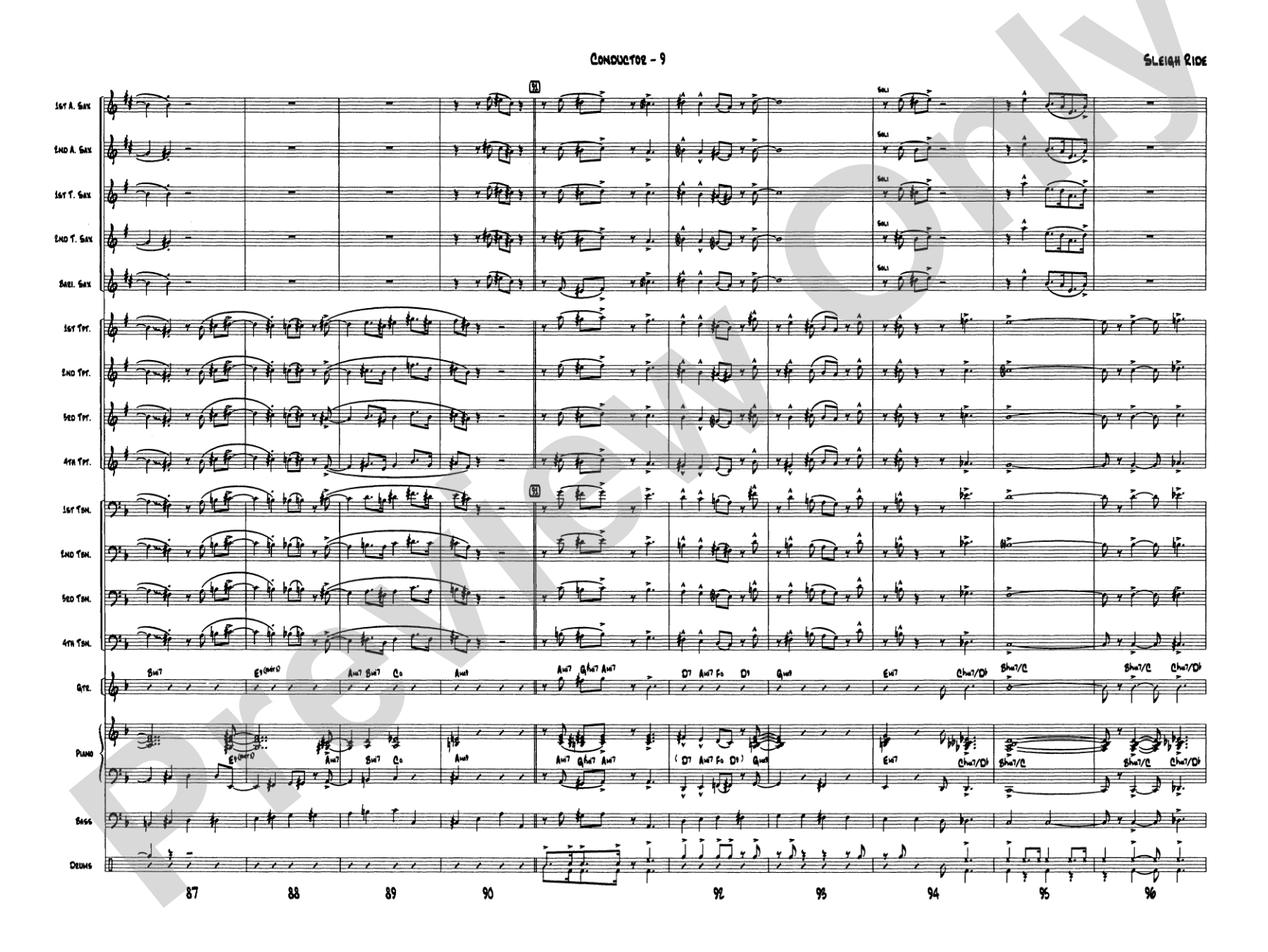Sleigh Ride: Jazz Ensemble Conductor Score & Parts
