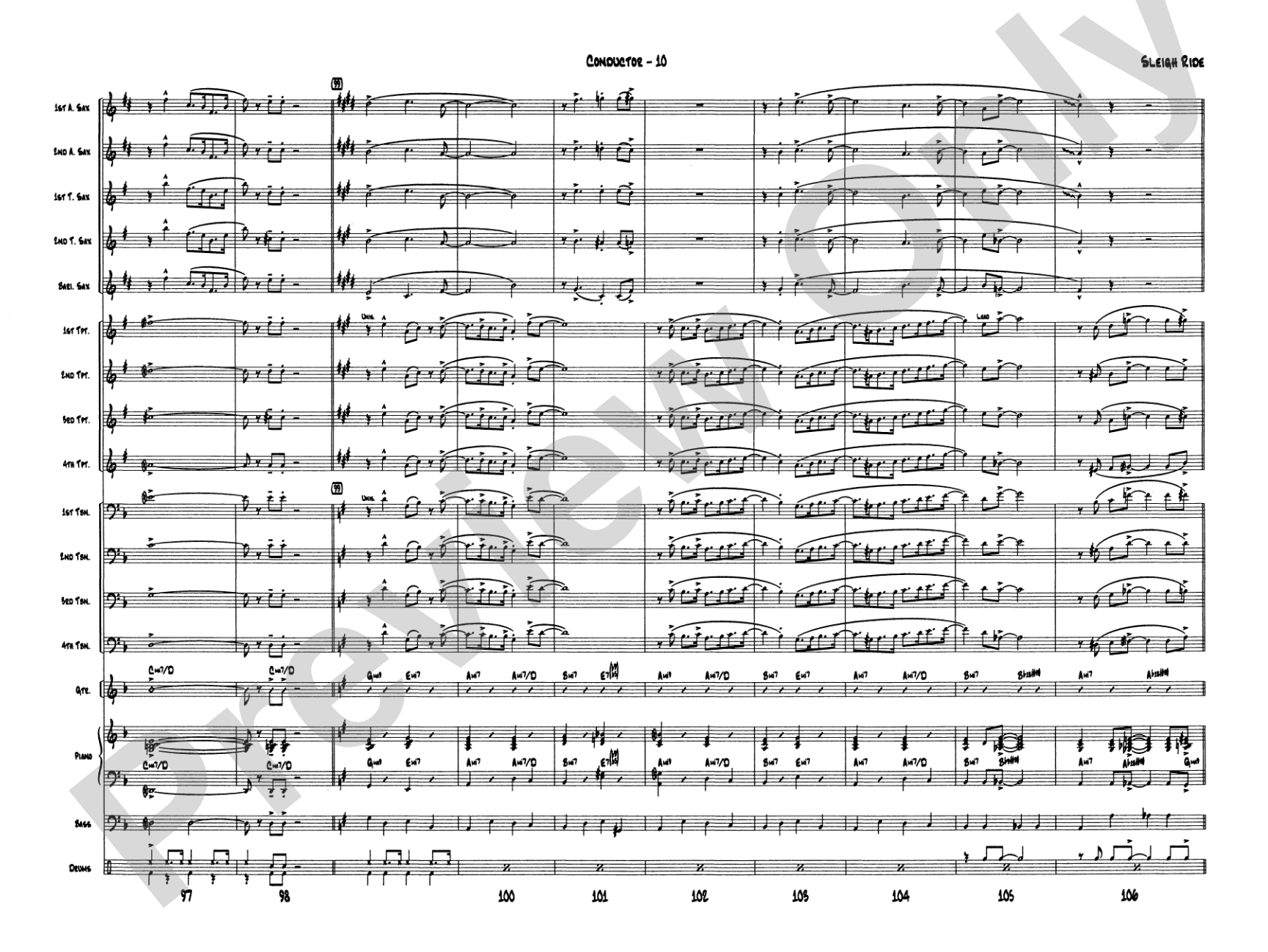 Sleigh Ride: Jazz Ensemble Conductor Score & Parts